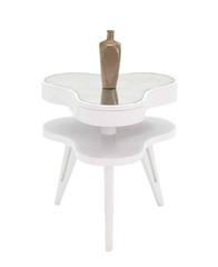 Pair of White Lacquer Pierced Legs Organic Shape End Tables