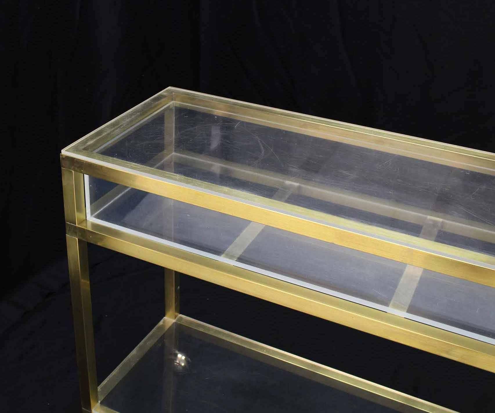 Brass and Lucite Cart Showcase For Sale 1