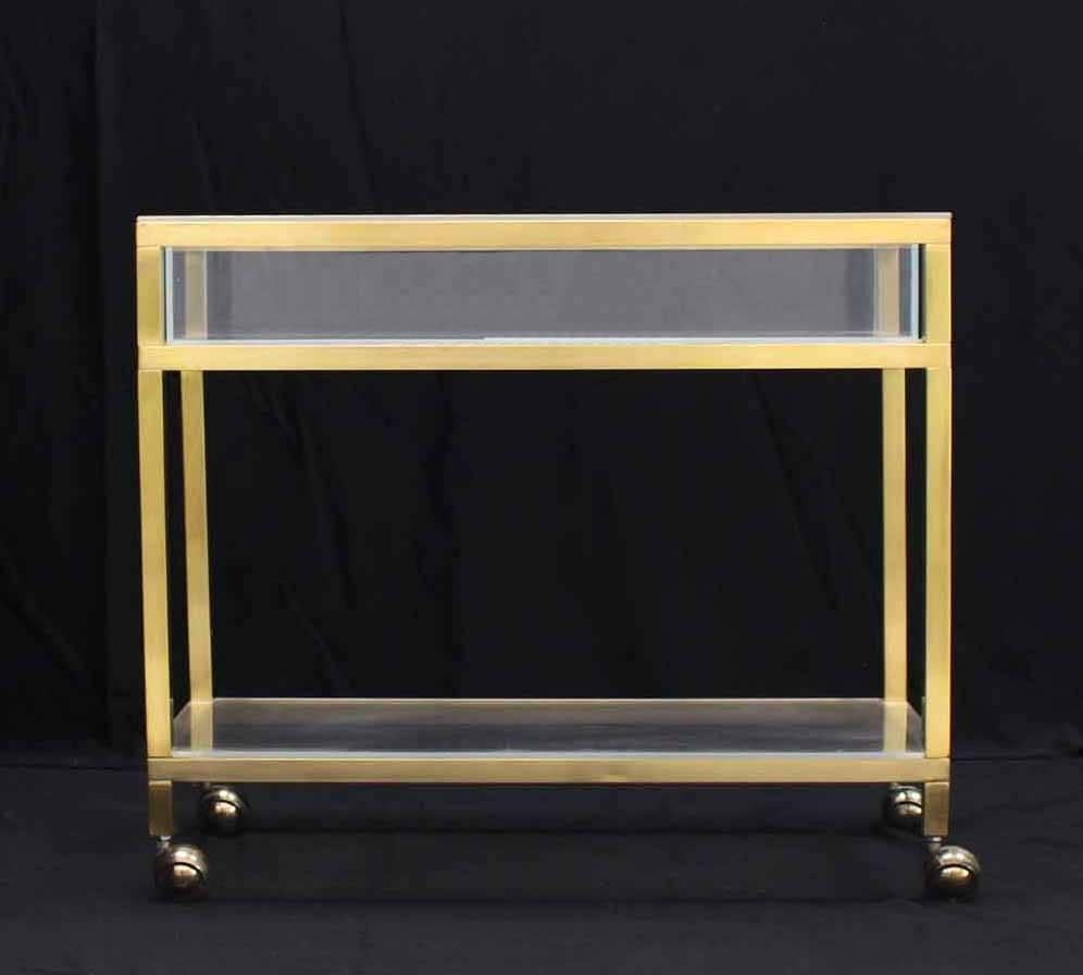 Brass and Lucite Cart Showcase For Sale 2