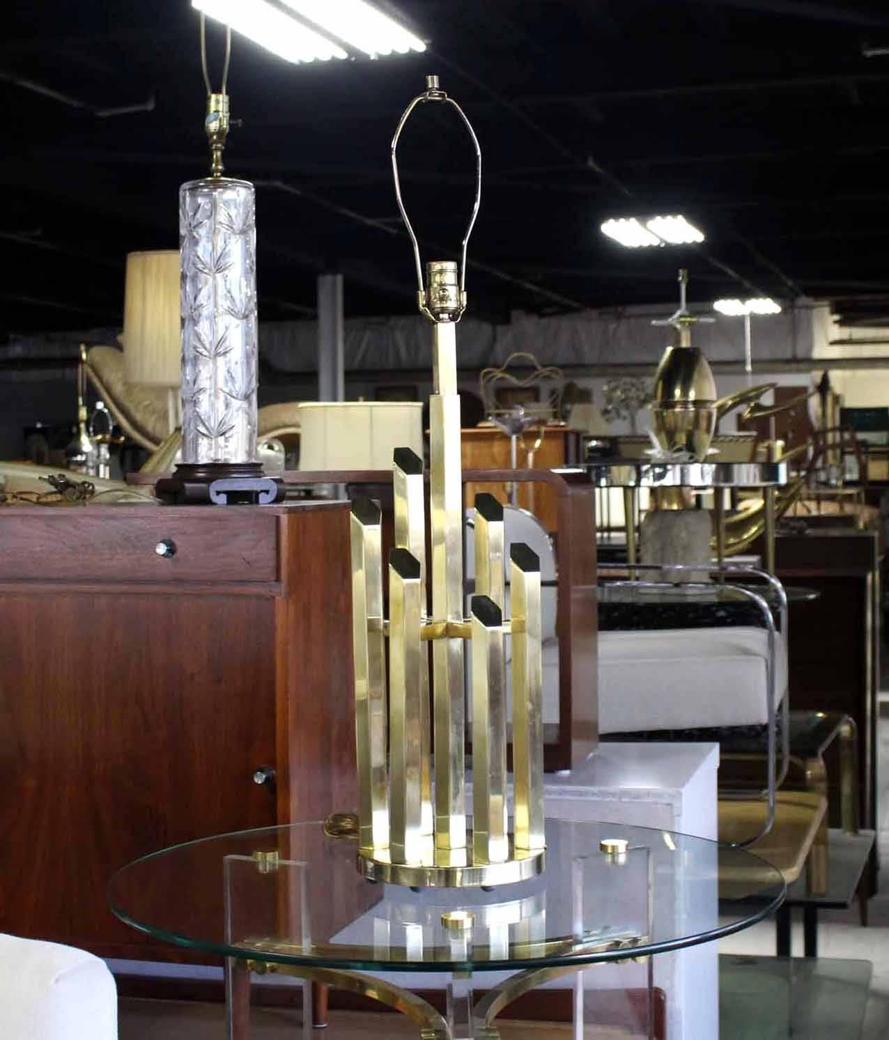 Mid-Century Modern Solid Brass Table Lamp For Sale