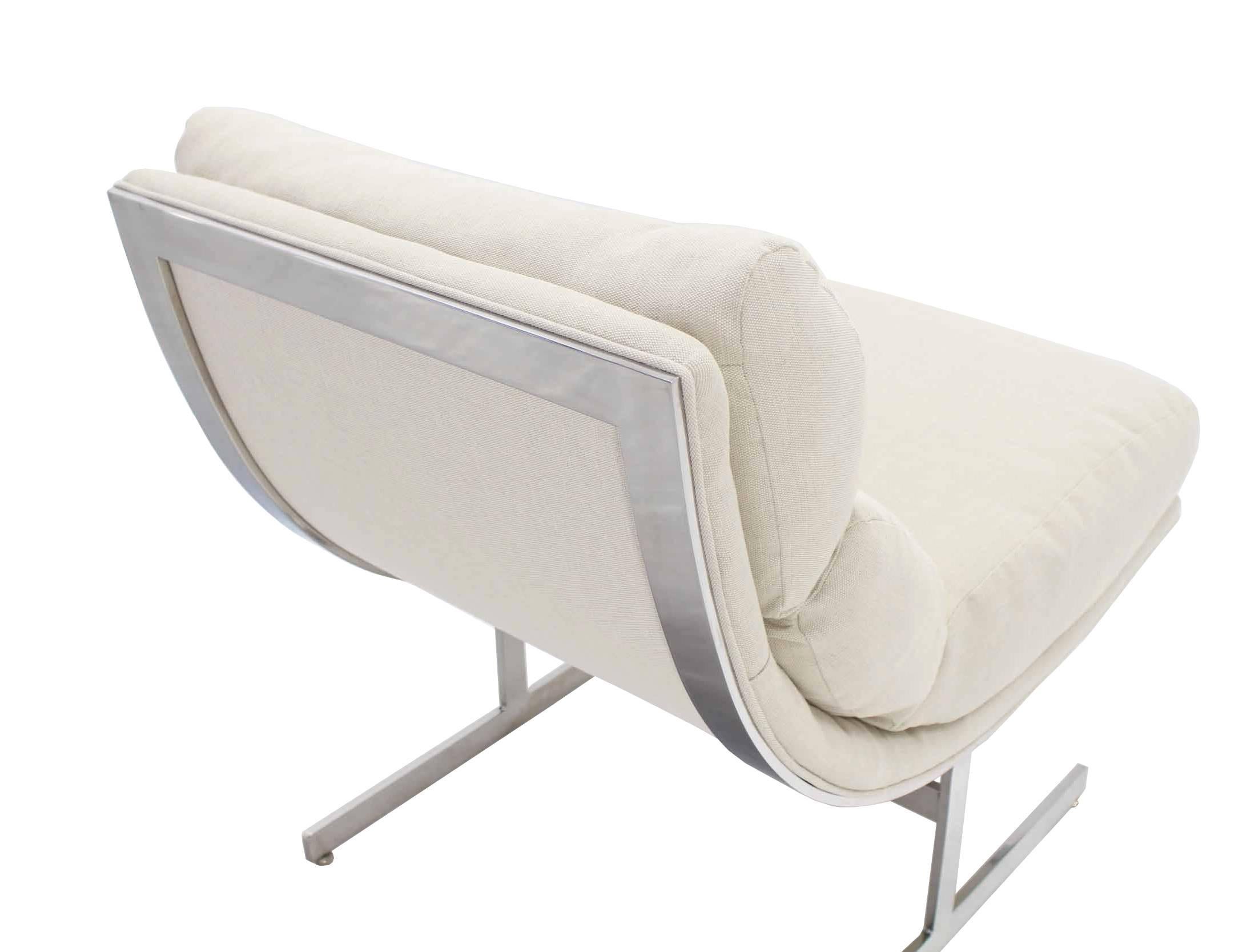 20th Century Scoop Chrome Lounge Chair New Upholstery For Sale