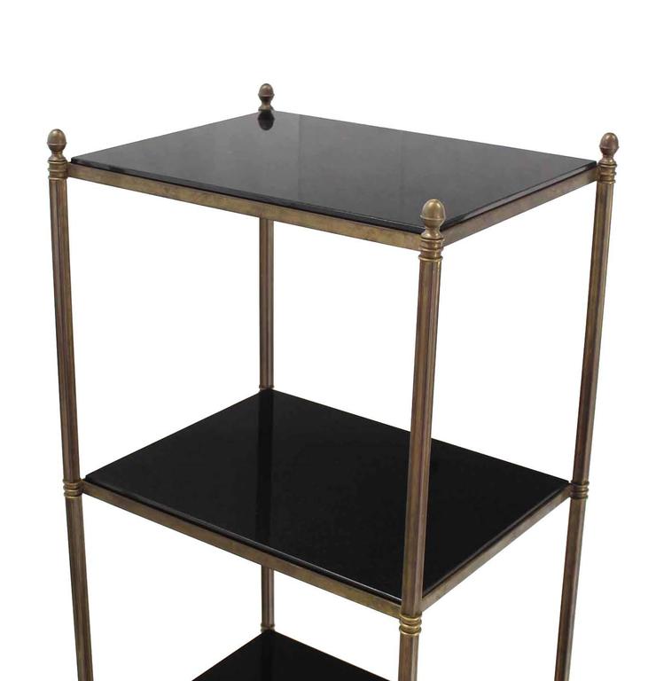 Pair of Brass Etageres with Thick Granite Shelves at 1stDibs