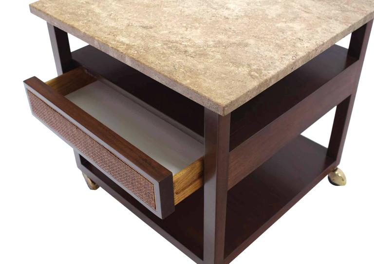 Pair of MarbleTop Single Drawer End Table by Harvey Probber For Sale