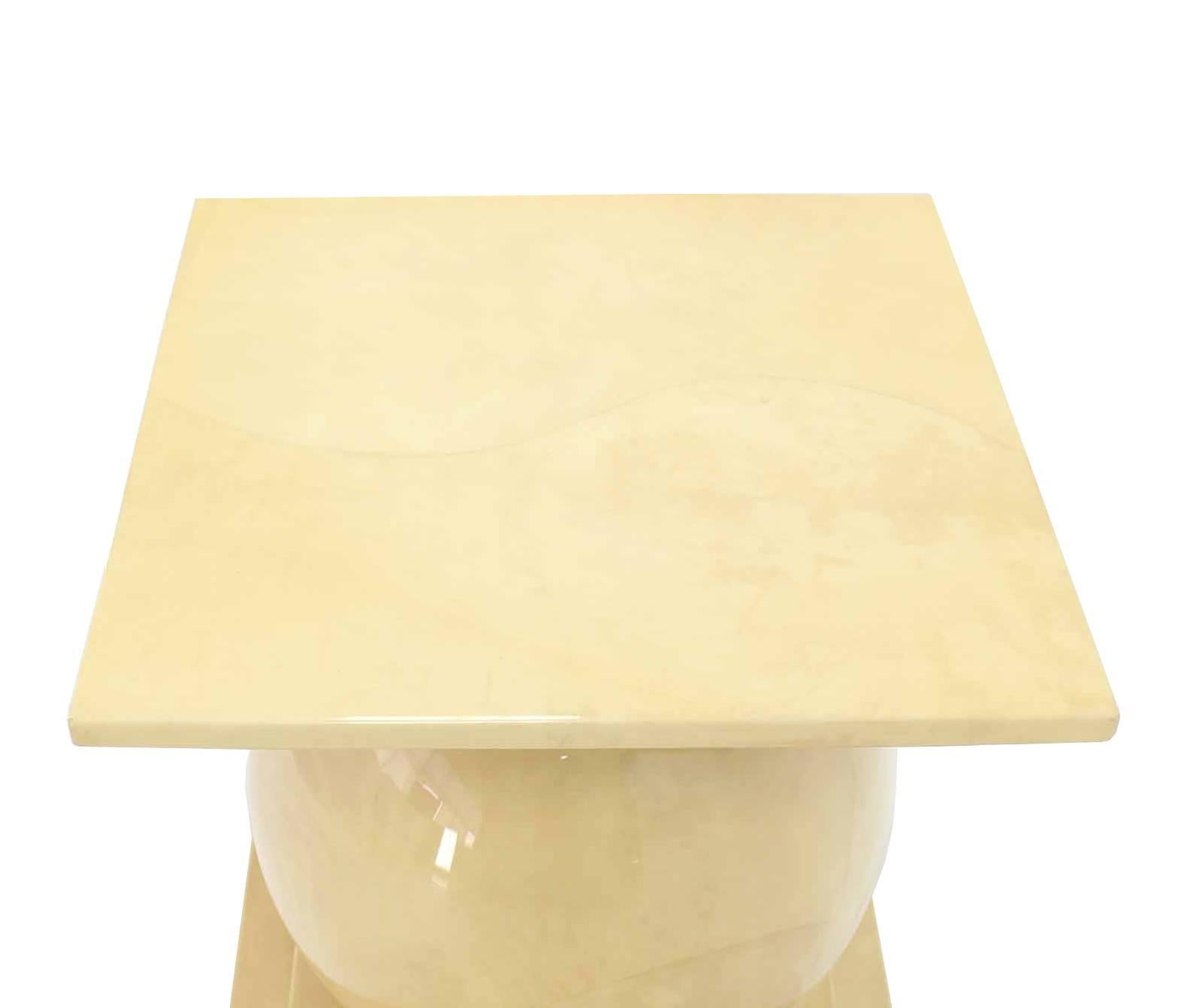 Large Lacquered Parchment Pedestal Table Base 1