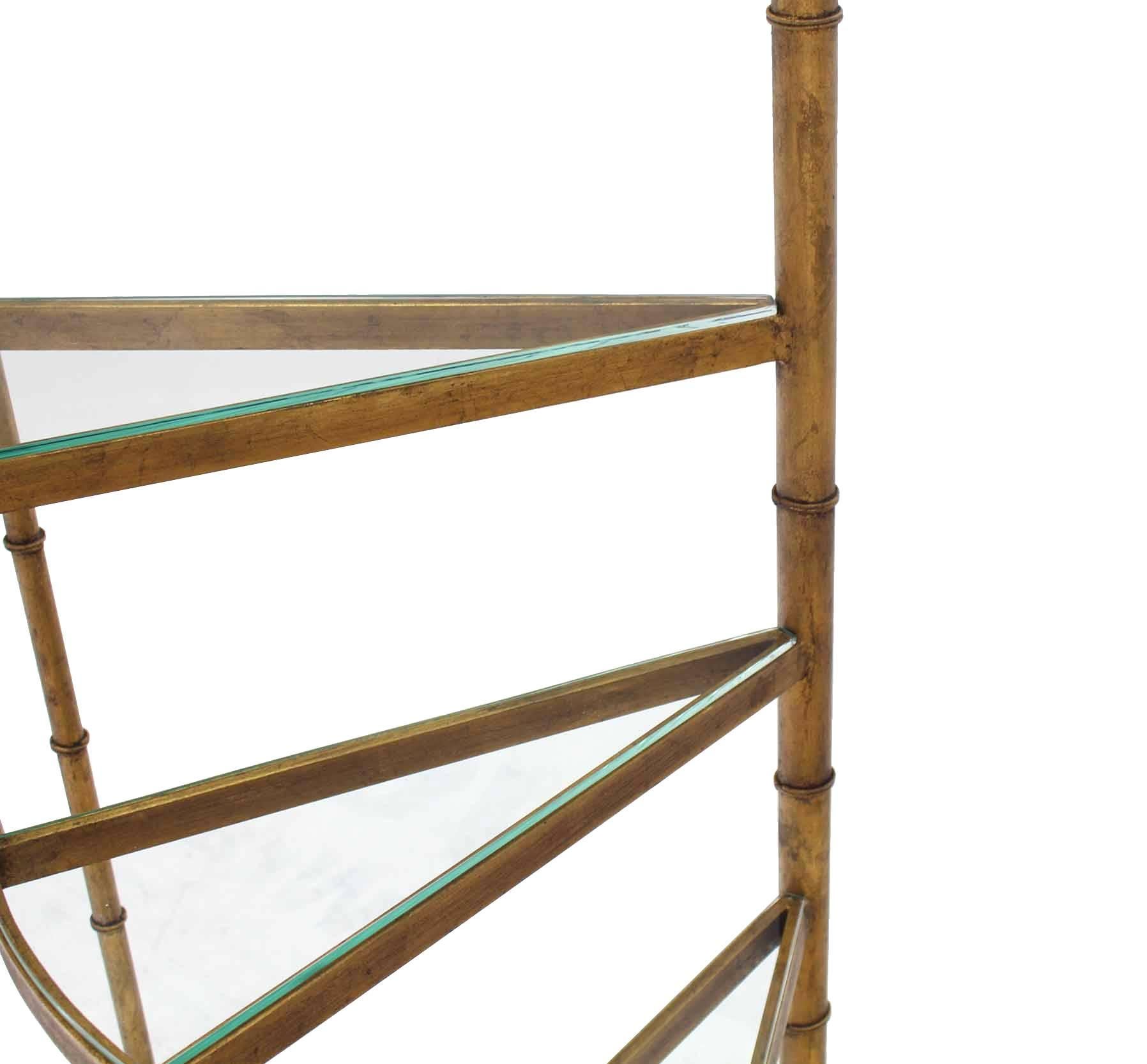Step Shelves Faux Bamboo Gilt Base Floor Lamp In Excellent Condition For Sale In Rockaway, NJ