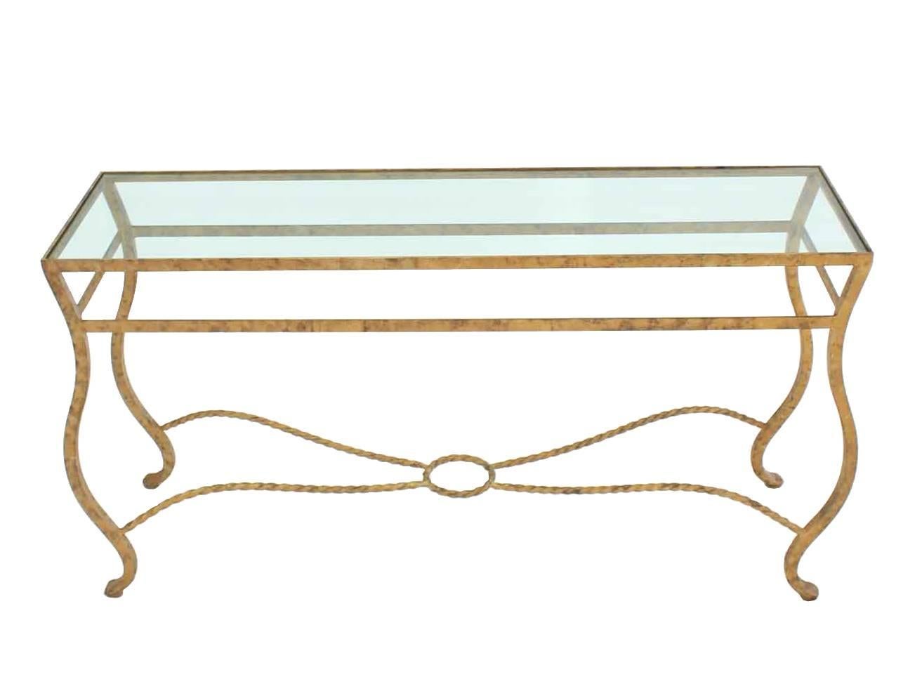 American Pair of Ornate Gold Finish Console Tables For Sale