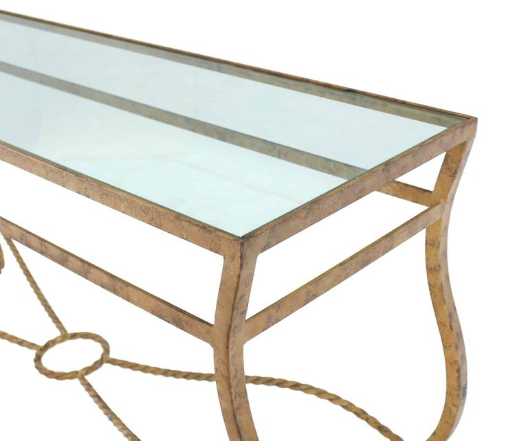 Pair of Ornate Gold Finish Console Tables For Sale at 1stDibs