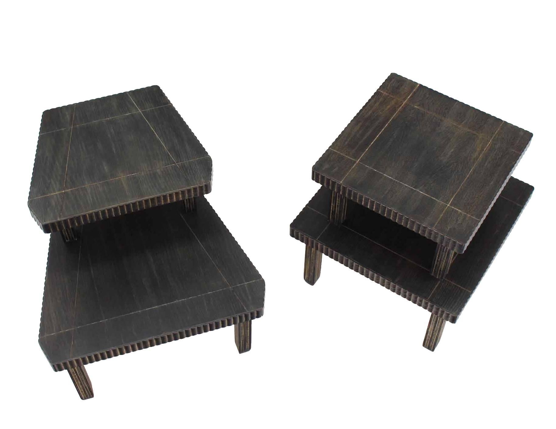 Nice Mid-Century Modern cerused finish step or end tables. 24 x 24 x 26 dimensions for the second table.