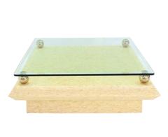Glass Top Horn Tile Base Square Floating 3/4" Glass Top Coffee Table