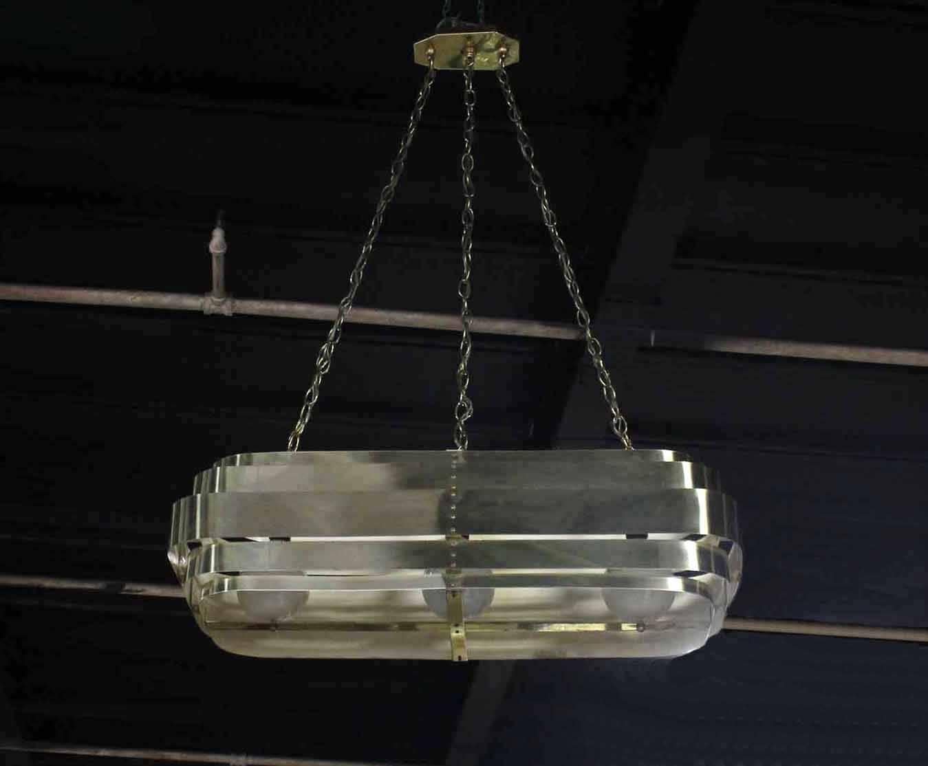 American Brass Elongated Racetrack Shape Light Fixture Paul Evan Style For Sale