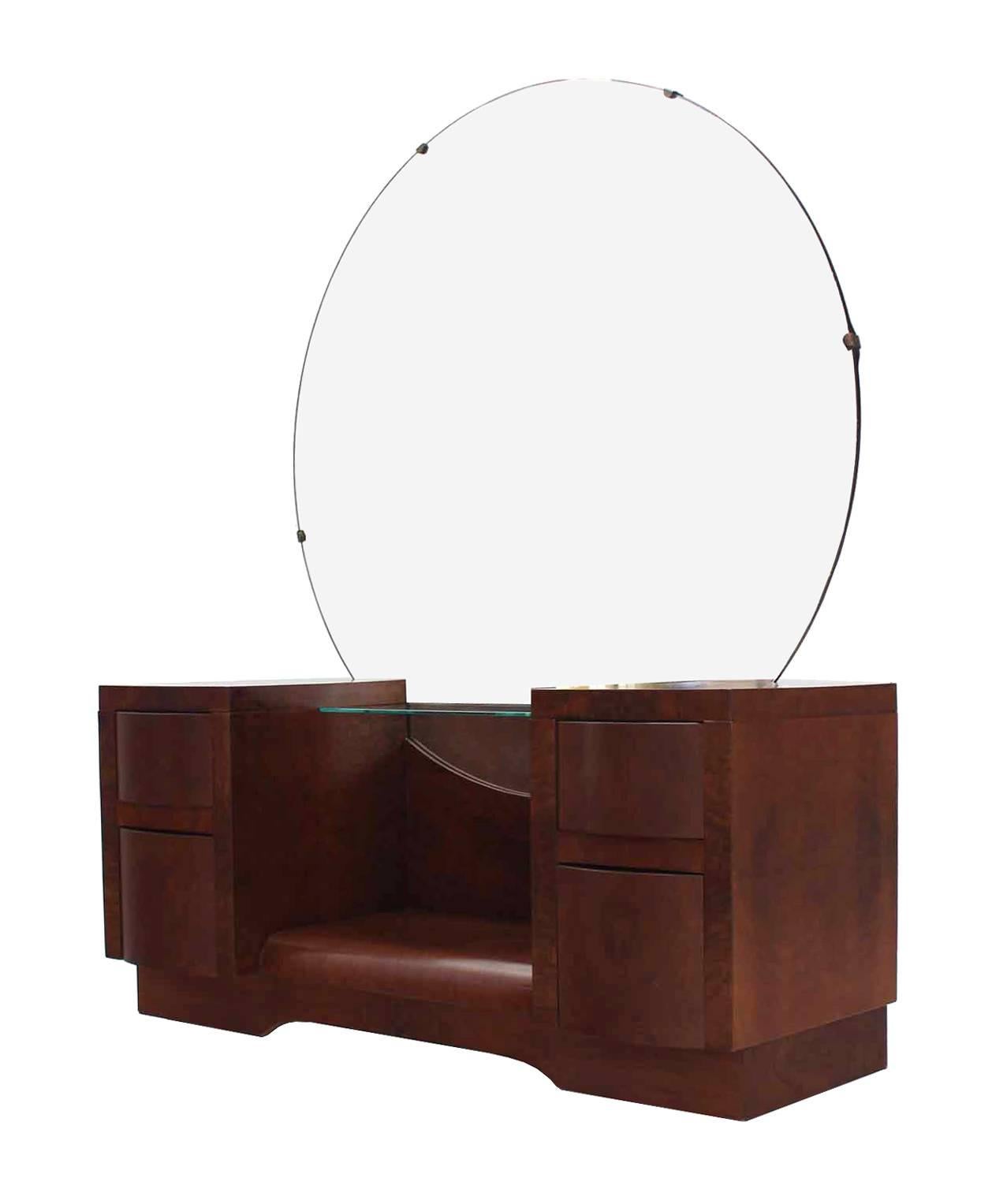 Burl Wood Art Deco Vanity In Excellent Condition For Sale In Rockaway, NJ