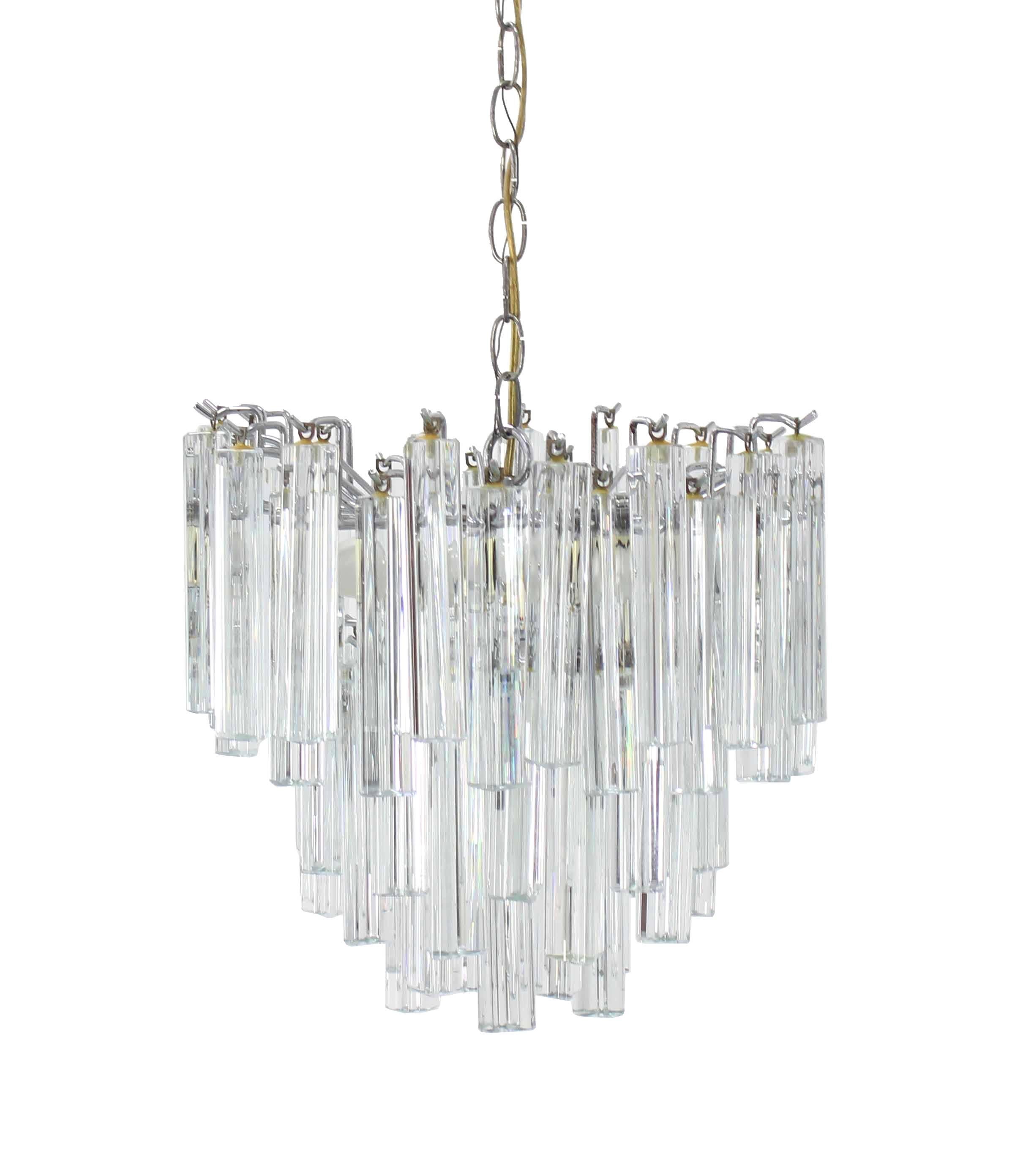 Mid-Century Modern Medium Size Venini Glass Prisms Camer Light Fixture For Sale