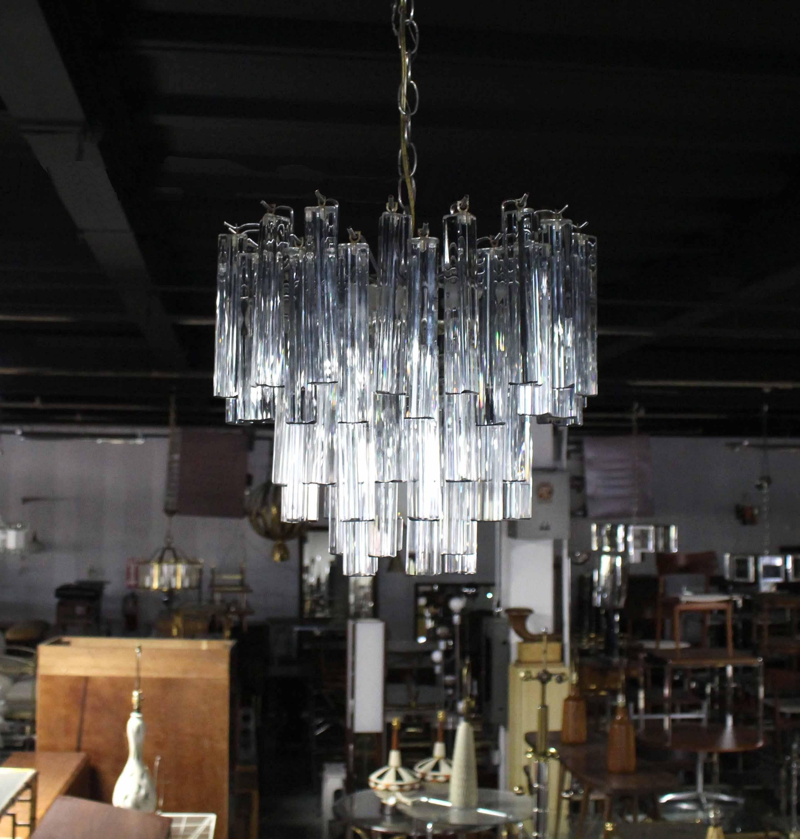 20th Century Medium Size Venini Glass Prisms Camer Light Fixture For Sale