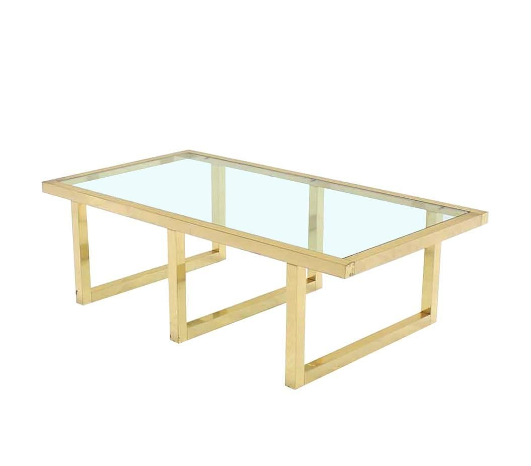 Rectangular Brass and Glass Mid-Century Modern Coffee Table For Sale 3