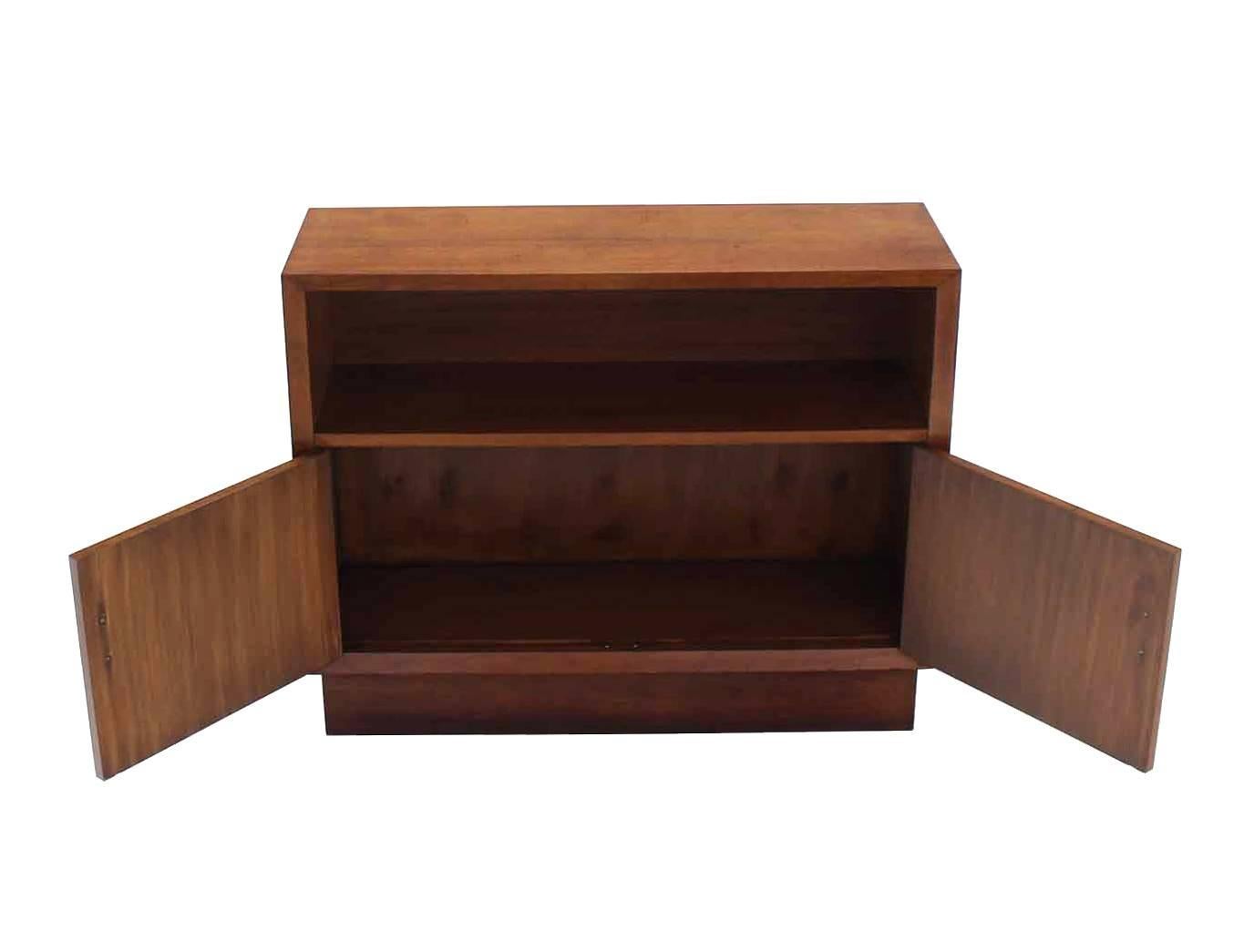 20th Century Pair of Walnut Two-Door Credenzas or Cabinets