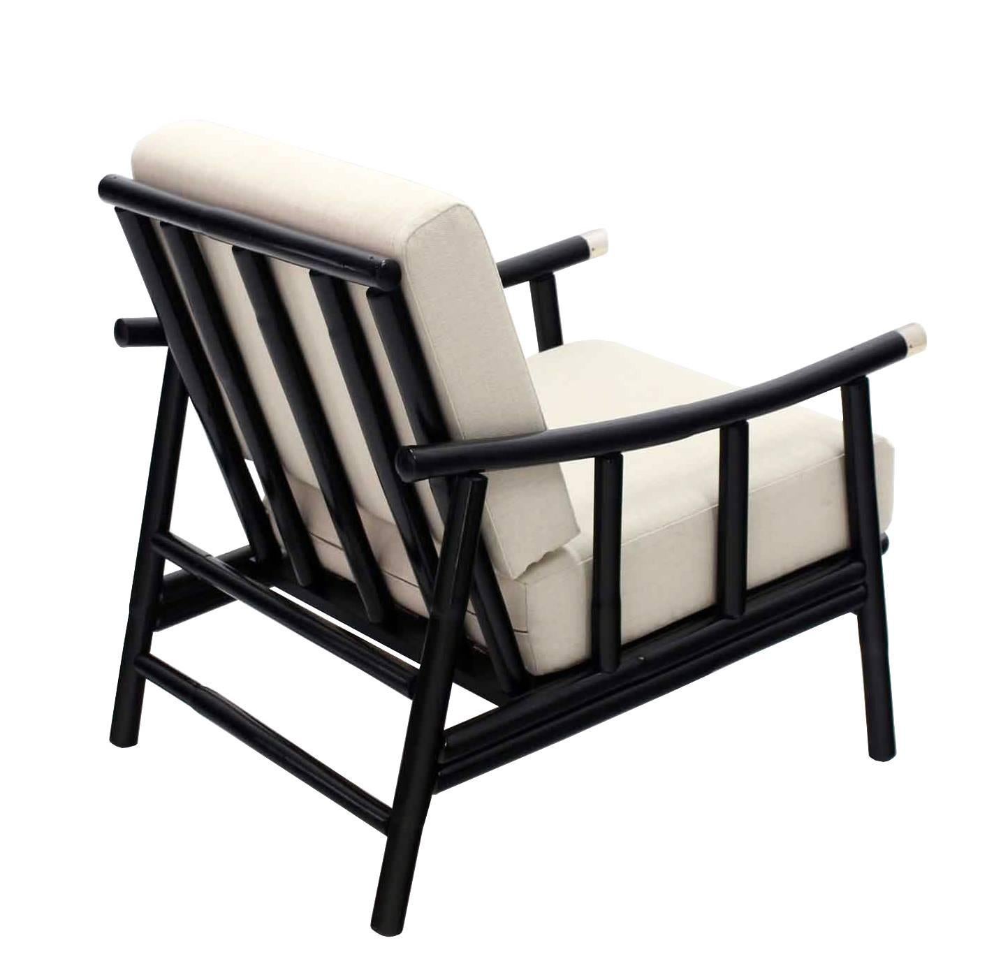 Pair of Faux Bamboo Lounge Chairs New Upholstery For Sale 3