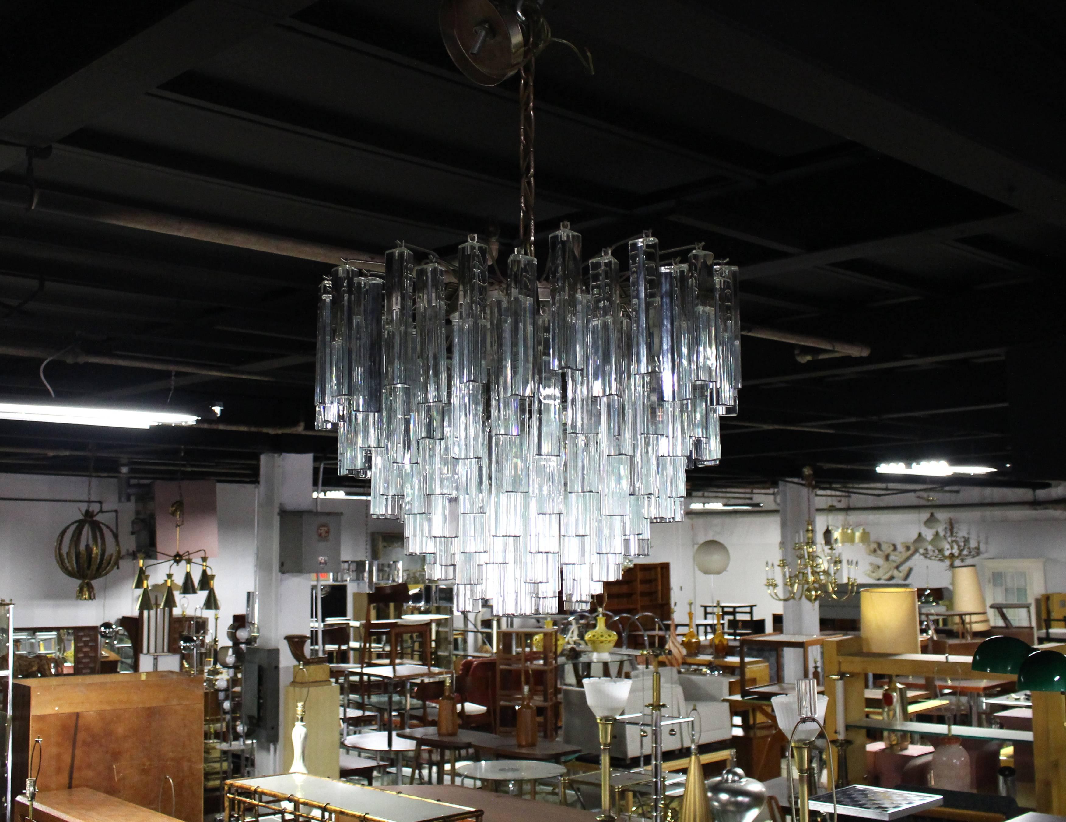 large modern chrome prism round chandelier
