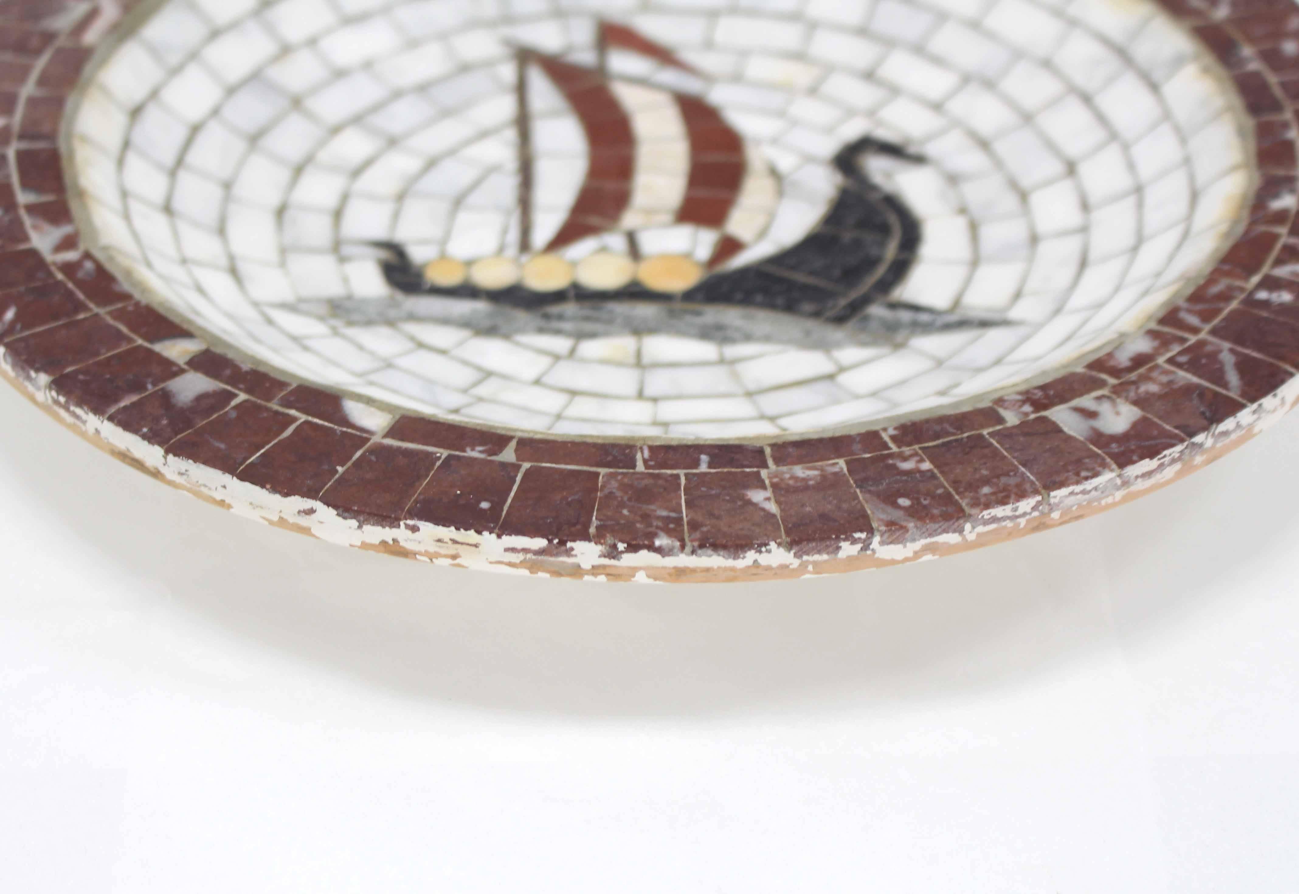 Handmade Denmark Tile Bowl Charger In Good Condition For Sale In Rockaway, NJ