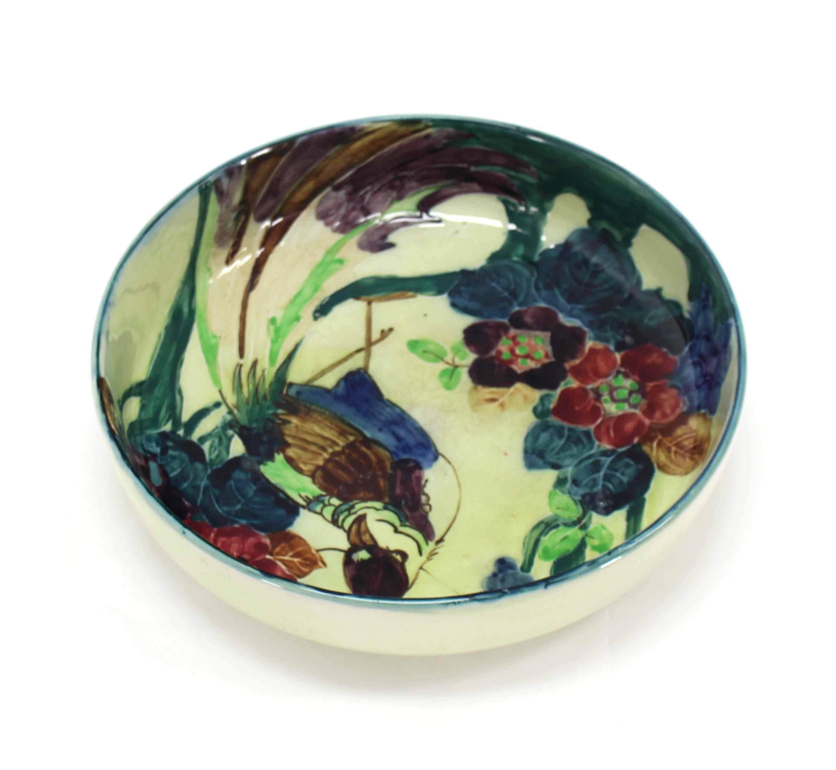 American English Hand Decorated Bowl Charger Phoenix Ware For Sale