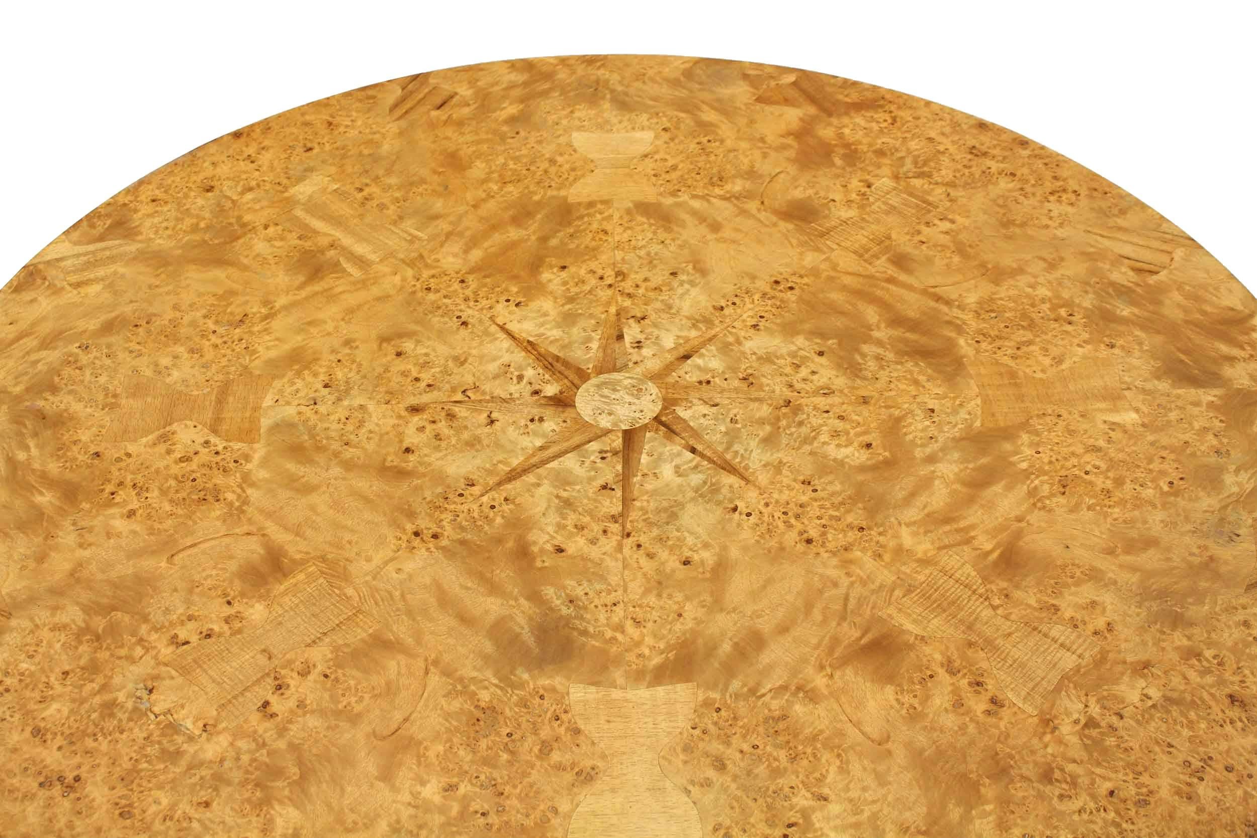 burl wood round coffee table