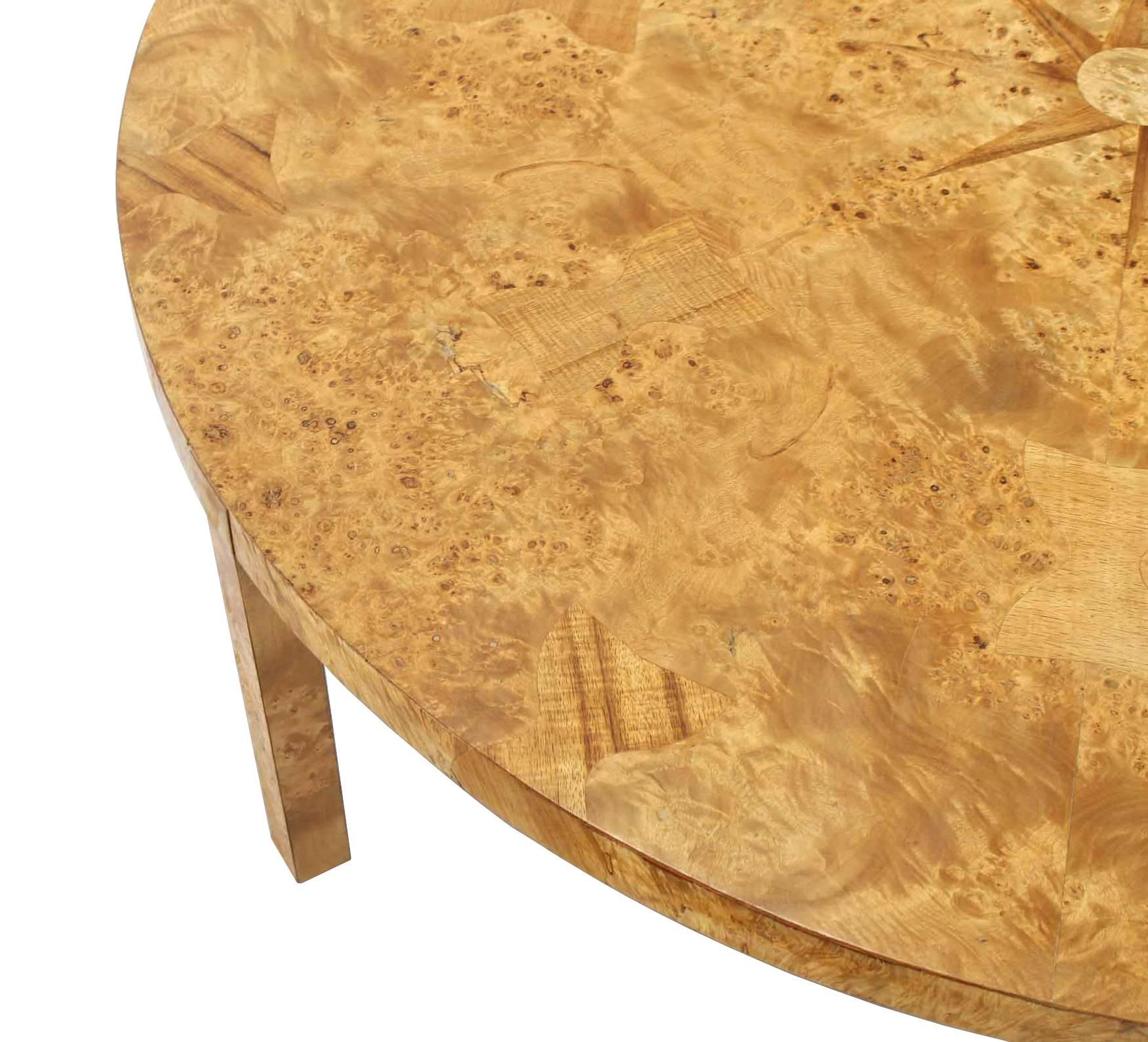 American Large Round Burl Wood Coffee Table