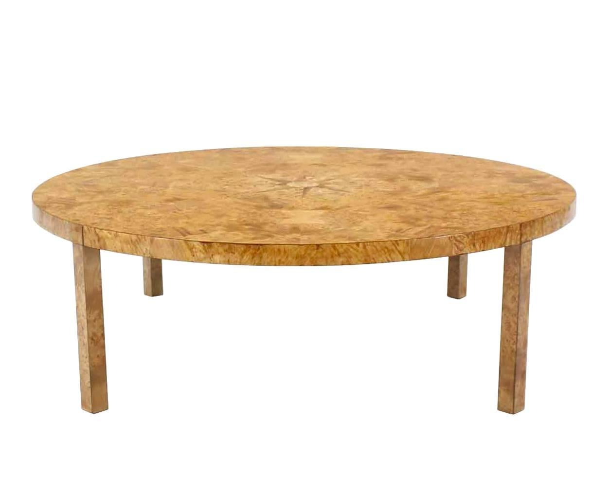 Large Round Burl Wood Coffee Table In Excellent Condition In Rockaway, NJ