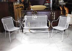 Outdoor Metal Loveseat and Pair of Matching Chairs