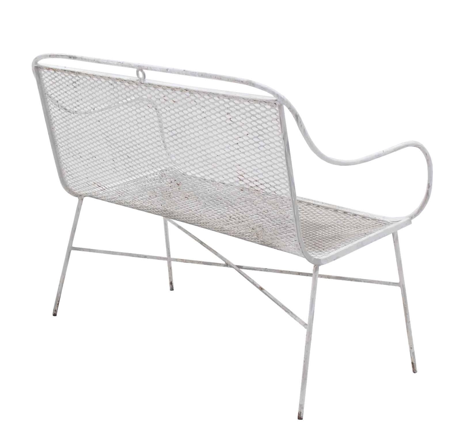 Outdoor Metal Loveseat and Pair of Matching Chairs For Sale 1