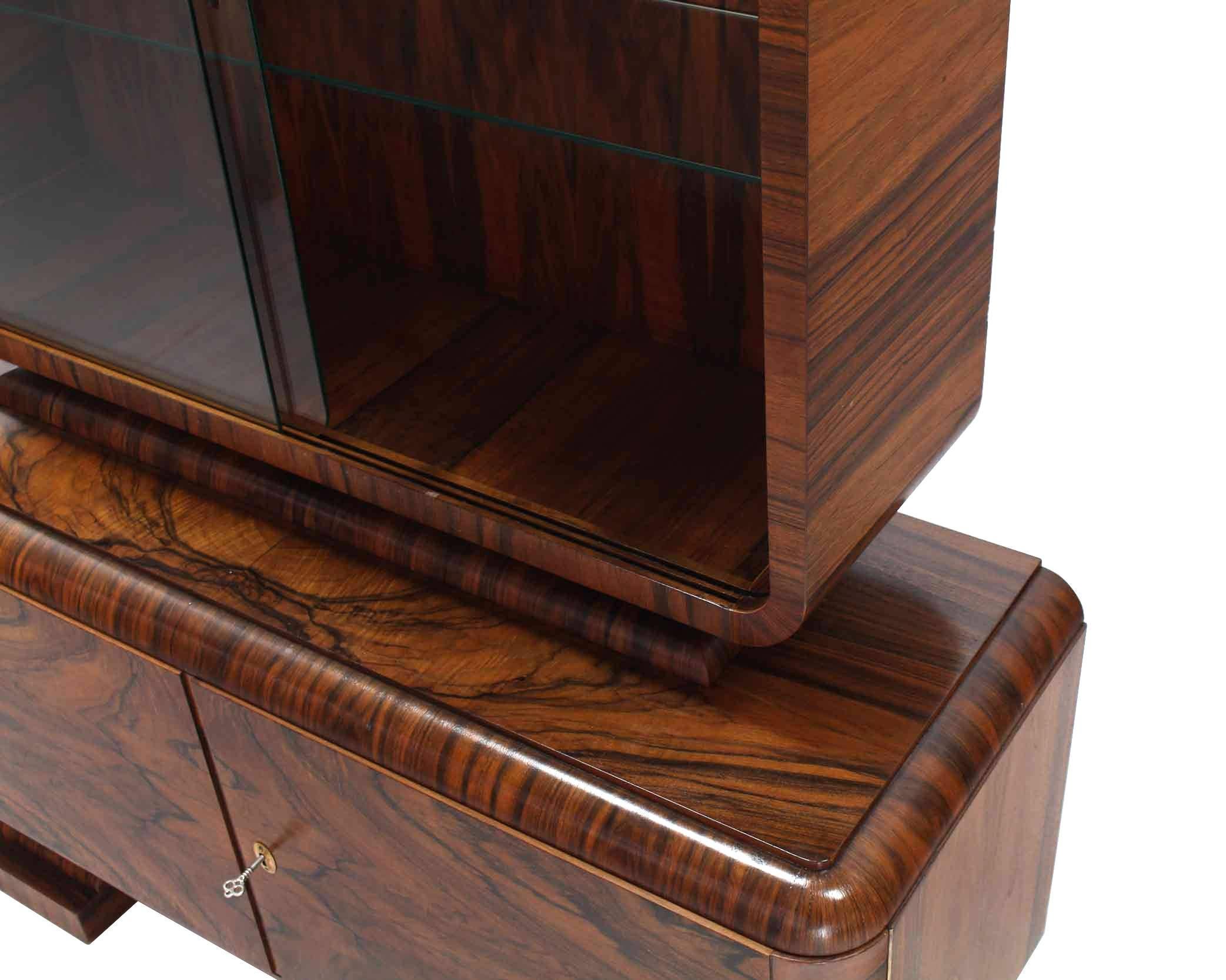 Glass Sliding Doors Restored All Rosewood Art Deco Cabinet For Sale 3