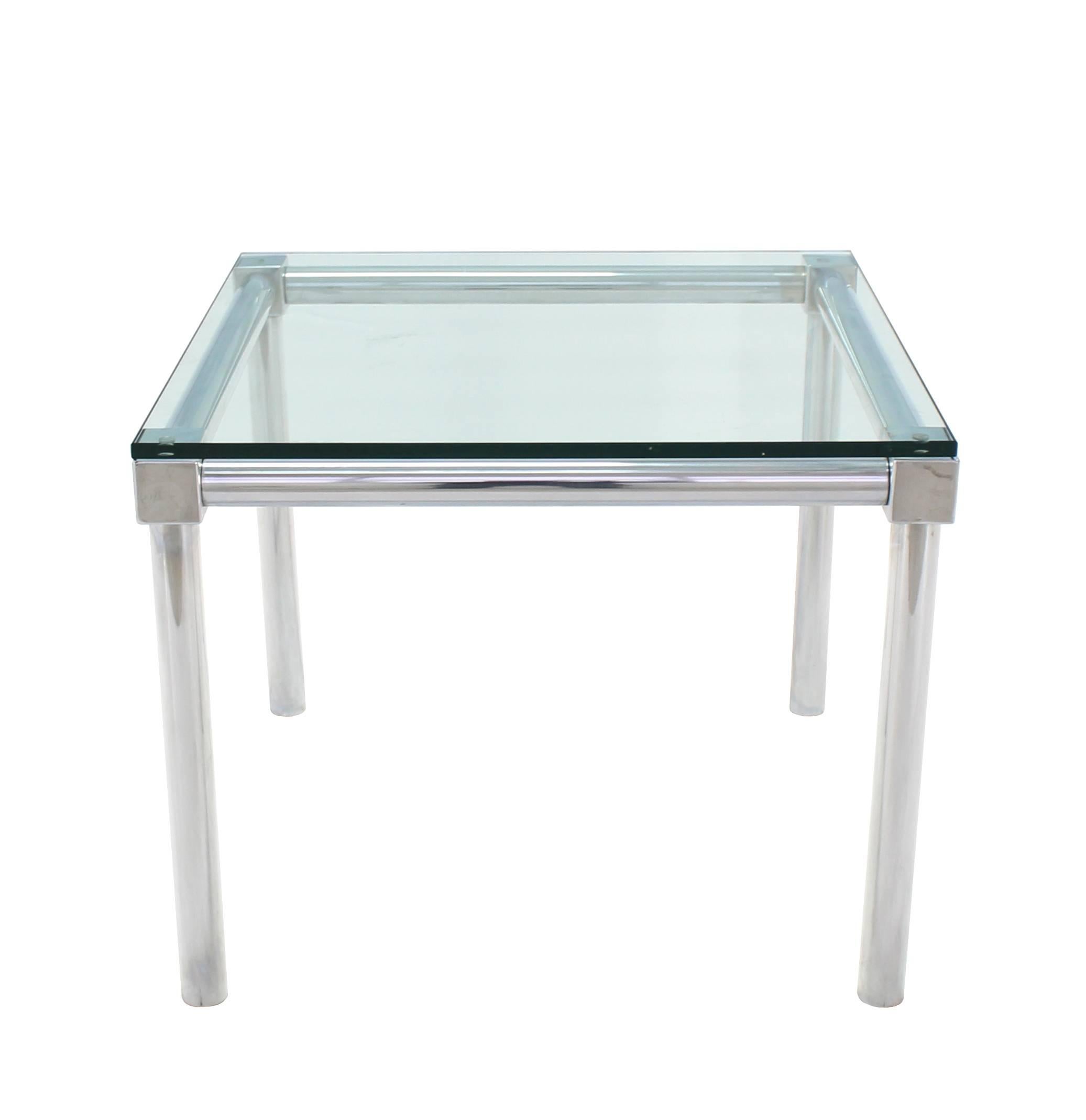 Very nice Mid-Century Modern chrome and glass square game table.