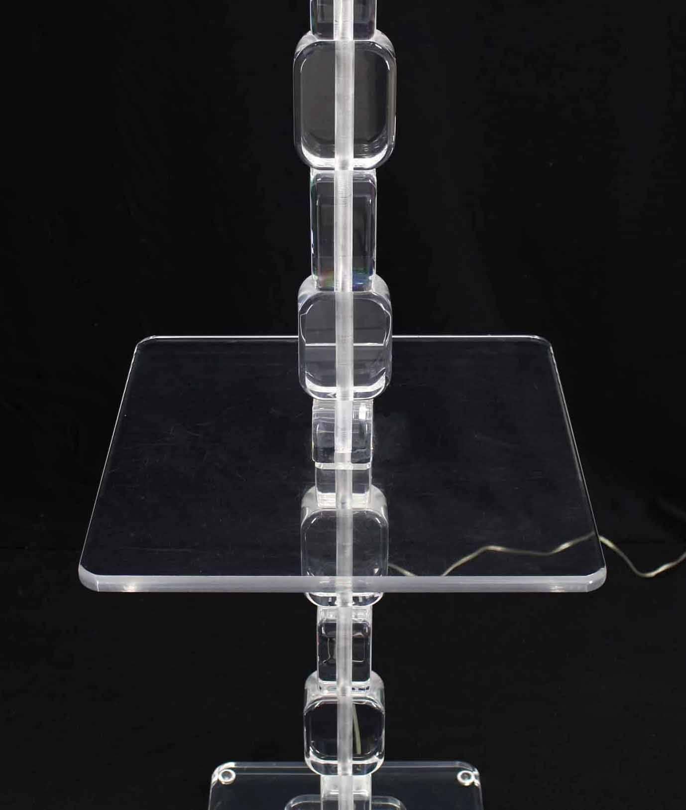 Lucite Floor Lamp Side Table In Excellent Condition For Sale In Rockaway, NJ