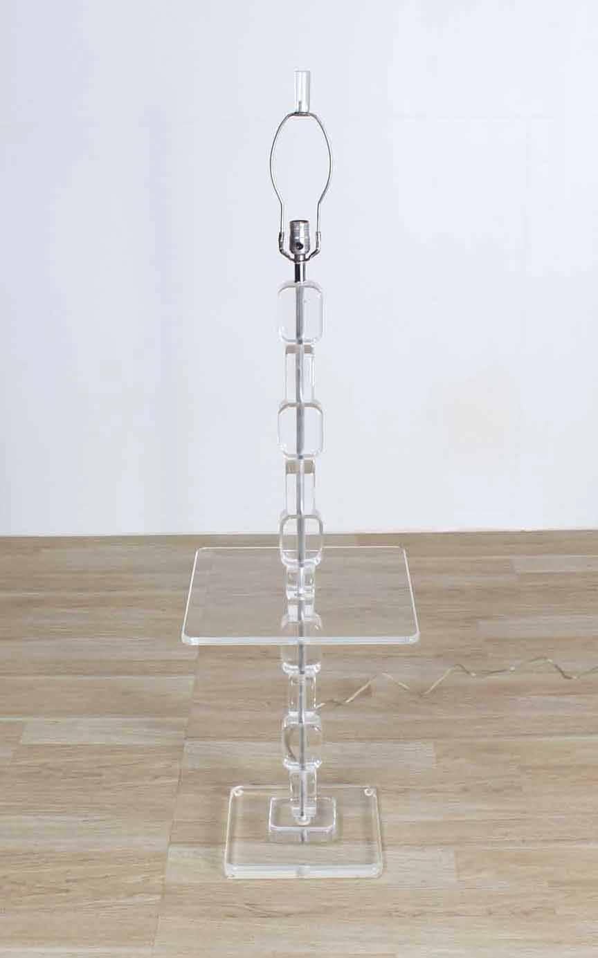 Lucite Floor Lamp Side Table For Sale 1