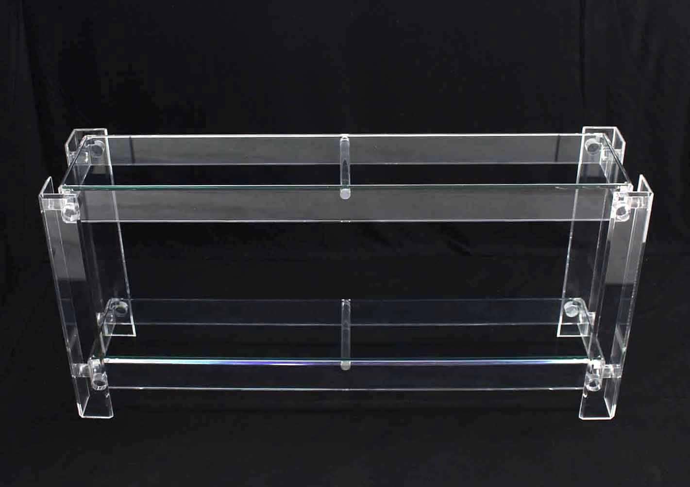 Mid-Century Modern Two Tier Long Lucite Console Sofa Table