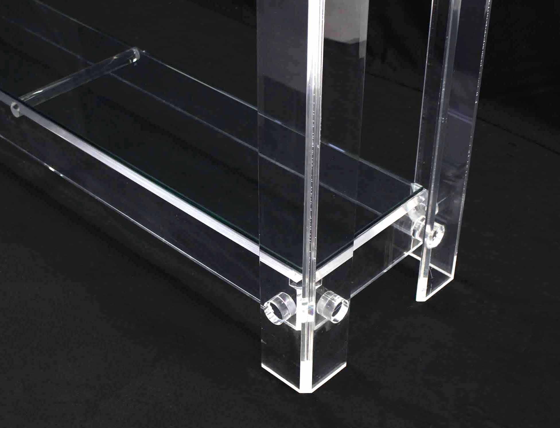 American Two Tier Long Lucite Console Sofa Table