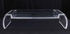 Artist Signed Sculptural Lucite Mid Century Modern Coffee Table Glass Top