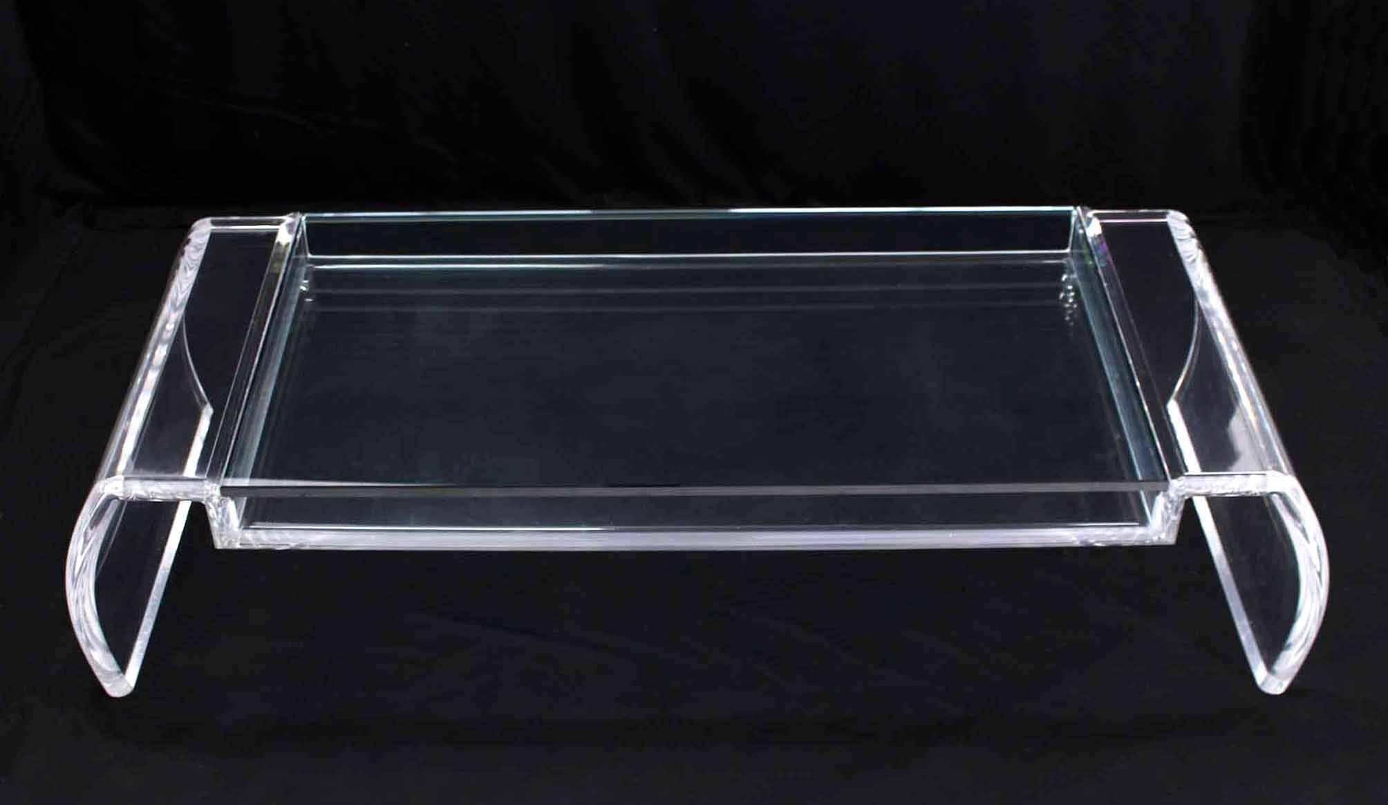 Artist Signed Sculptural Lucite Mid Century Modern Coffee Table Glass Top 1