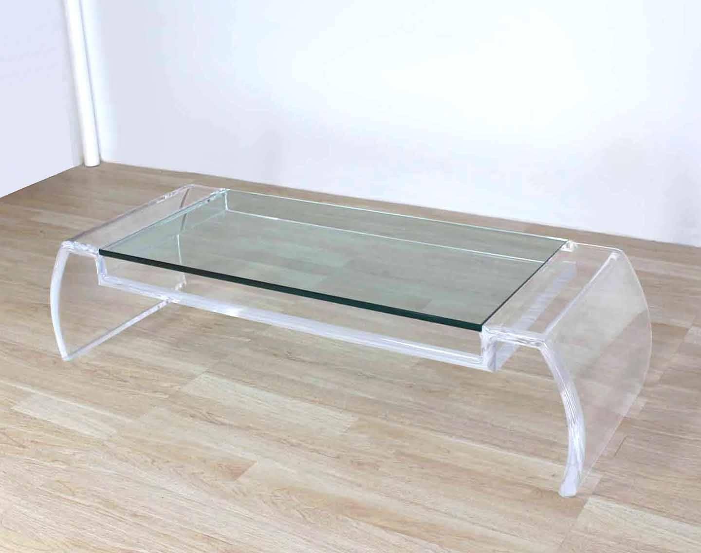 Artist Signed Sculptural Lucite Mid Century Modern Coffee Table Glass Top 3