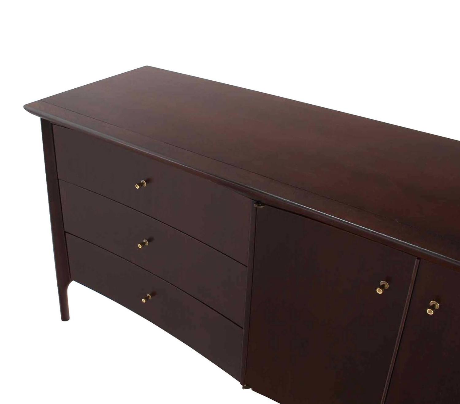 Dark Walnut Brass Hardware Dresser For Sale at 1stdibs
