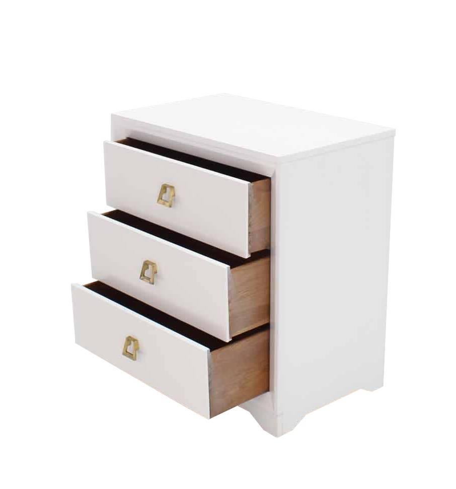 American Pair of White Lacquer Three-Drawer Bachelor Chests