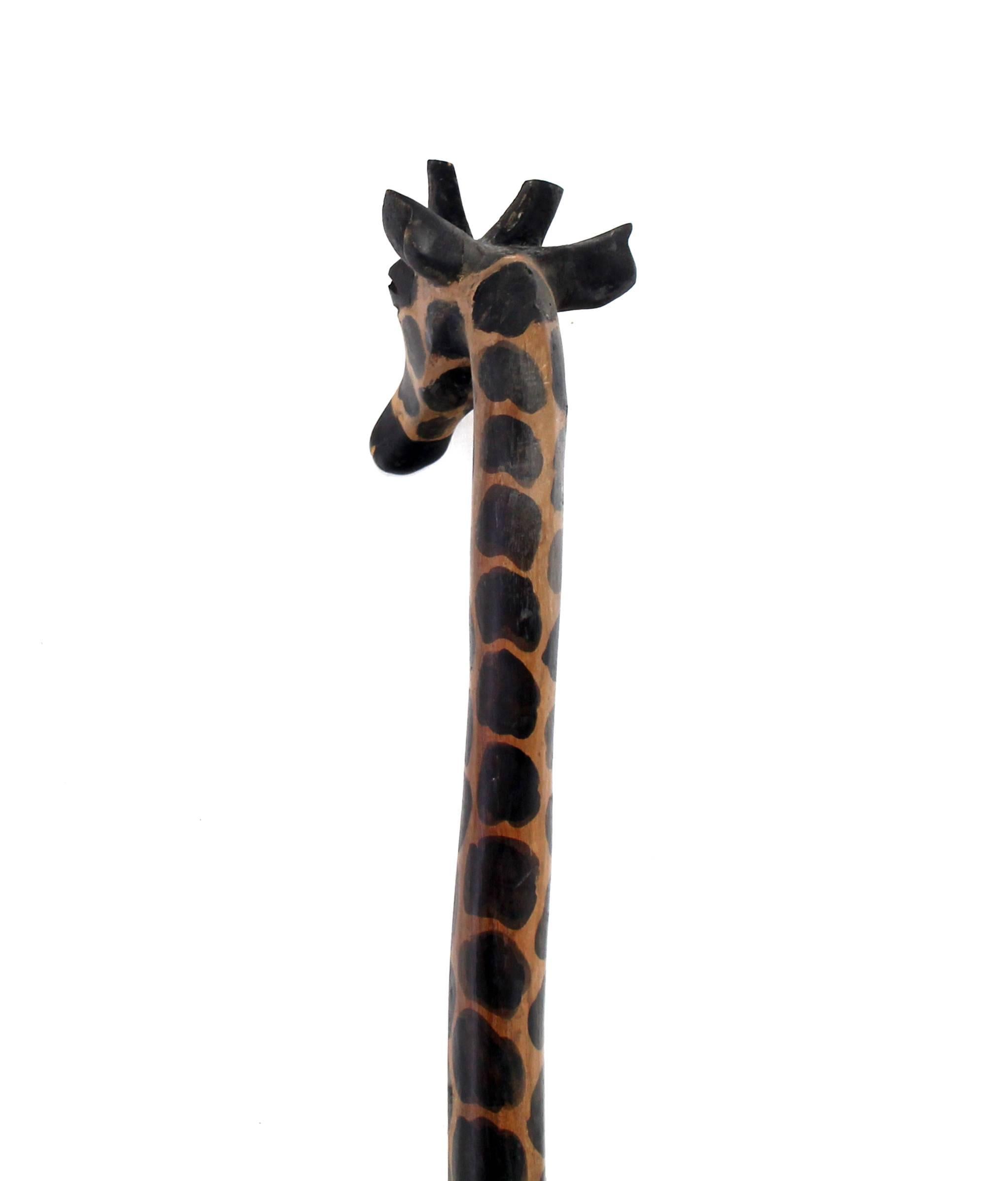 American 10' Tall Carved Sculpture of a Giraffe on Long Legs.