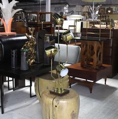 Mid Century Modern Brass Finish Adjustable Table Lamp