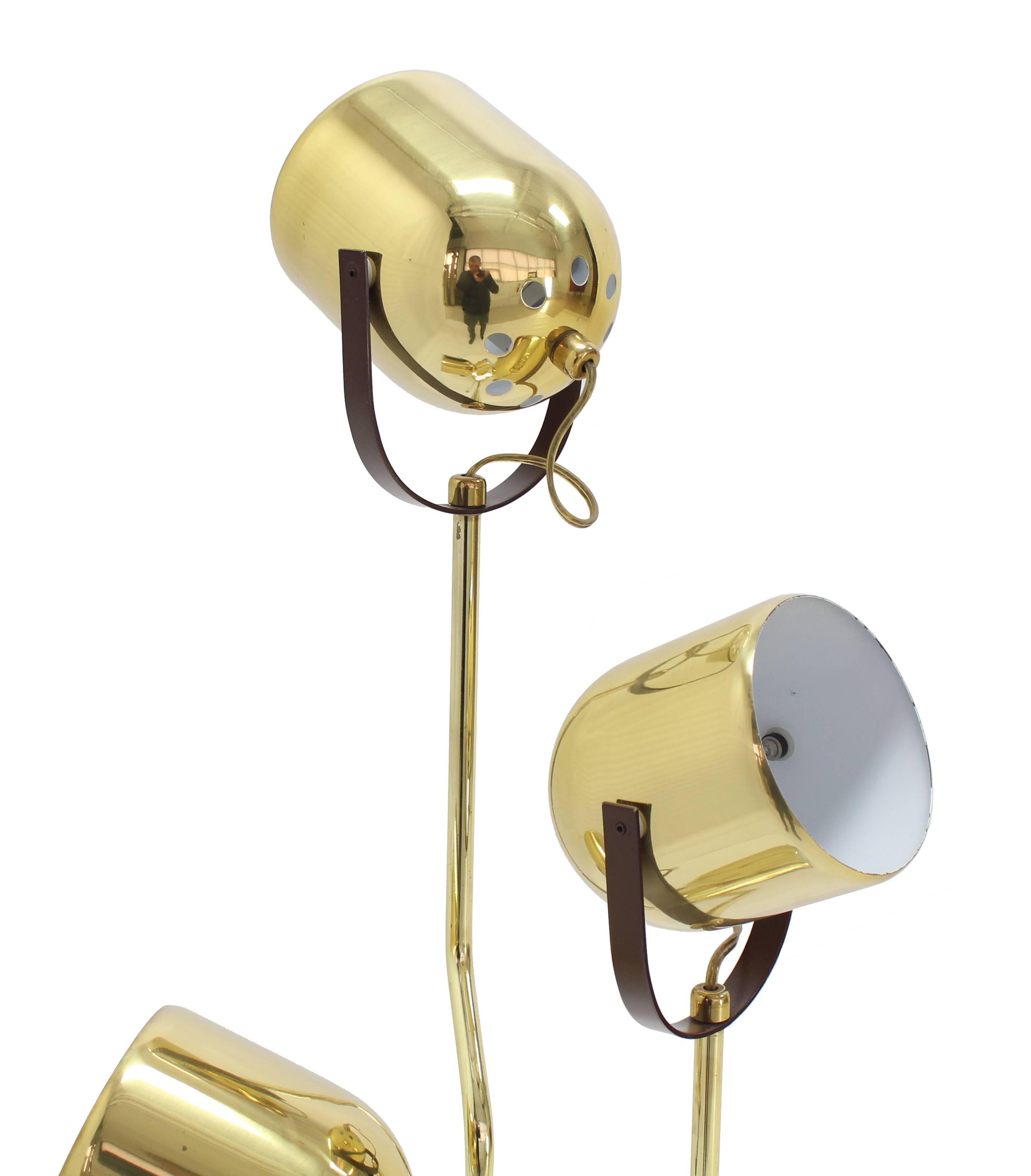 20th Century Mid Century Modern Brass Finish Adjustable Table Lamp For Sale