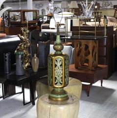 Large Ornate Art Pottery Base Table Lamp