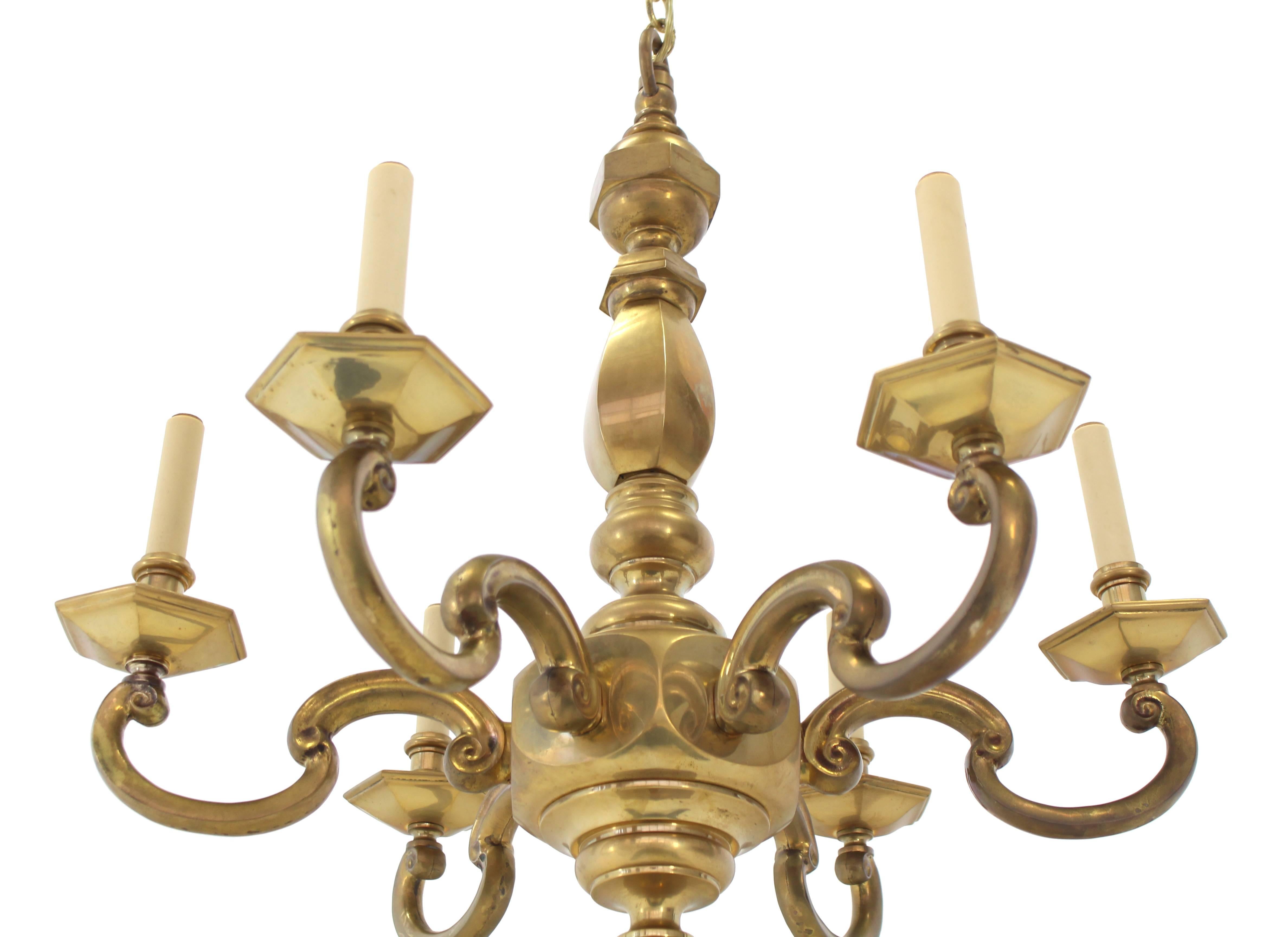 Mid-Century Modern Heavy Solid Brass Light Fixture by Chapman For Sale