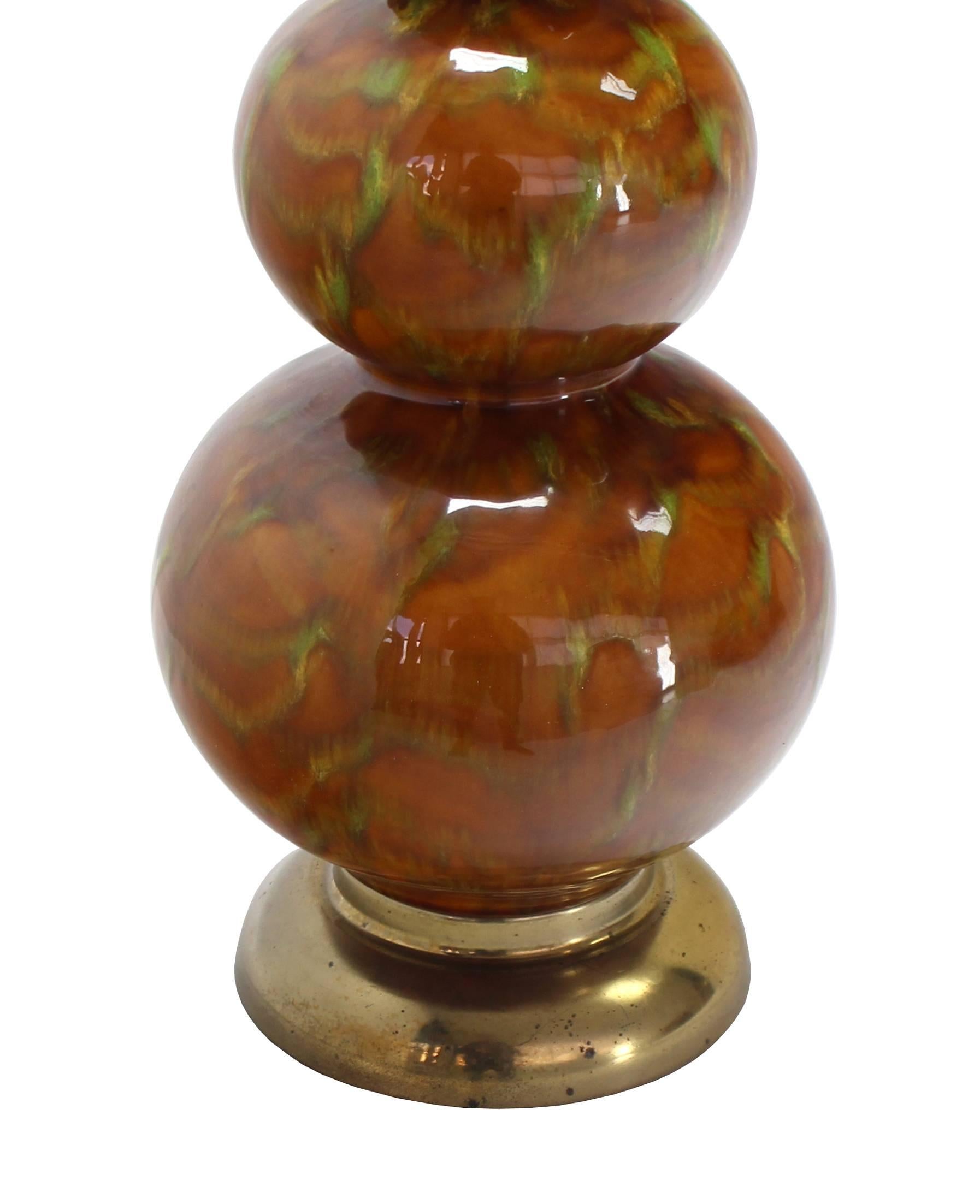 Mid-Century Modern Glazed Art Pottery Table Lamp In Excellent Condition For Sale In Rockaway, NJ