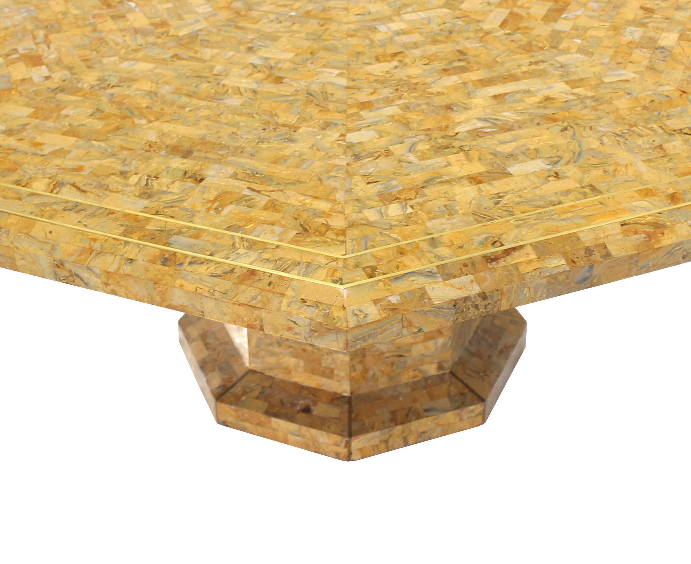 American Very Large Tessellated Tile Octagon Single Base Dining Table