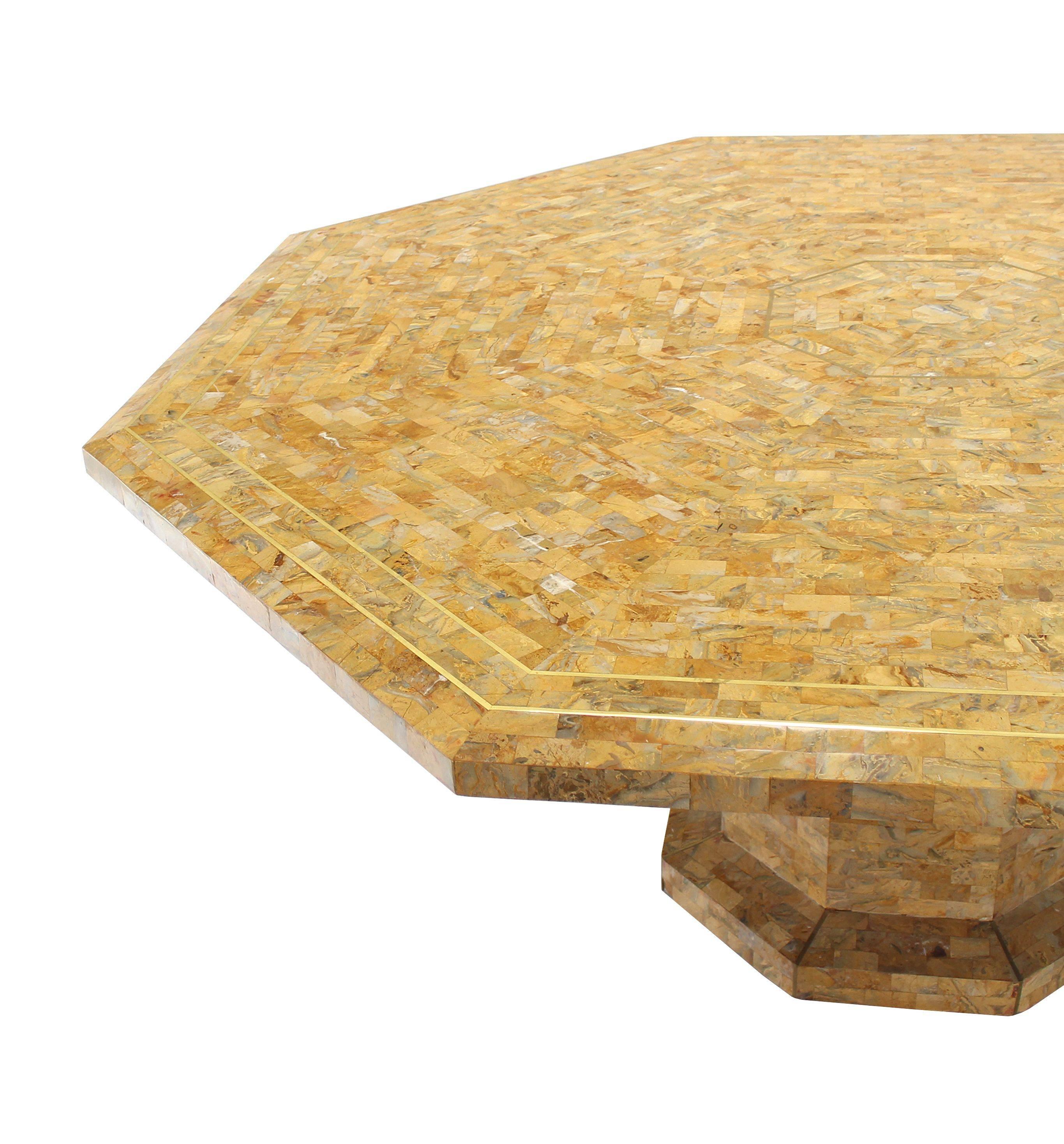 Stone Very Large Tessellated Tile Octagon Single Base Dining Table