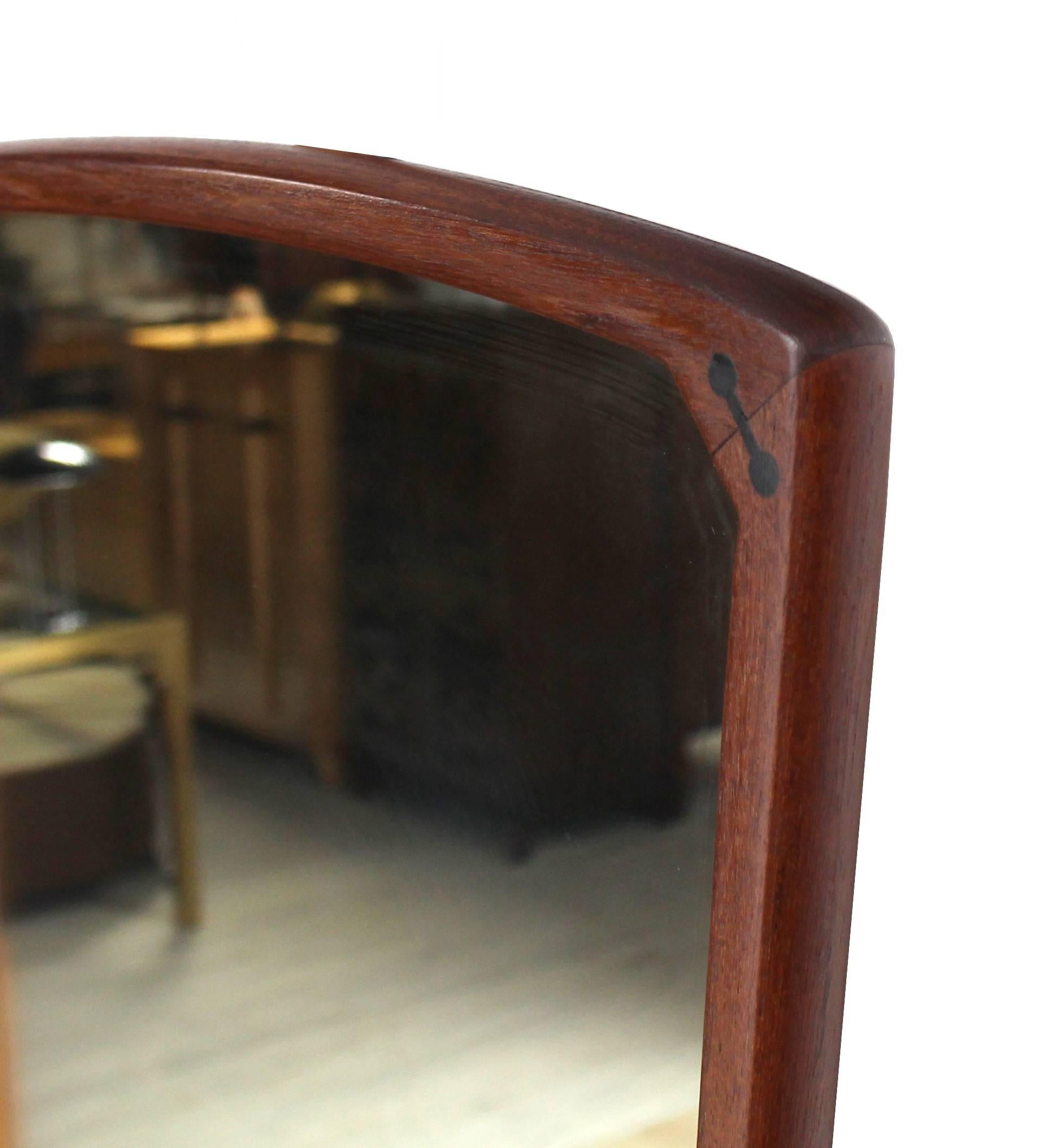 American Danish Mid-Century Modern Adjustable Wall Mirror with Shelf For Sale
