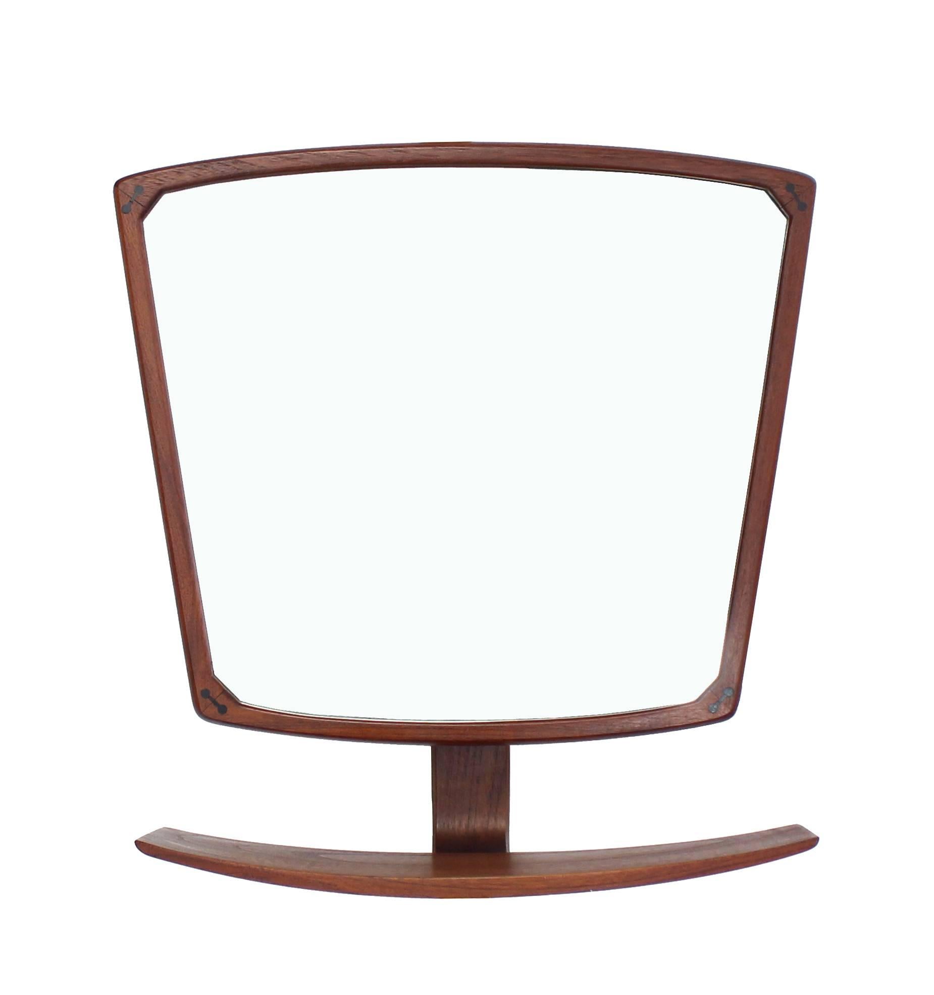 Danish Mid-Century Modern Adjustable Wall Mirror with Shelf For Sale 2
