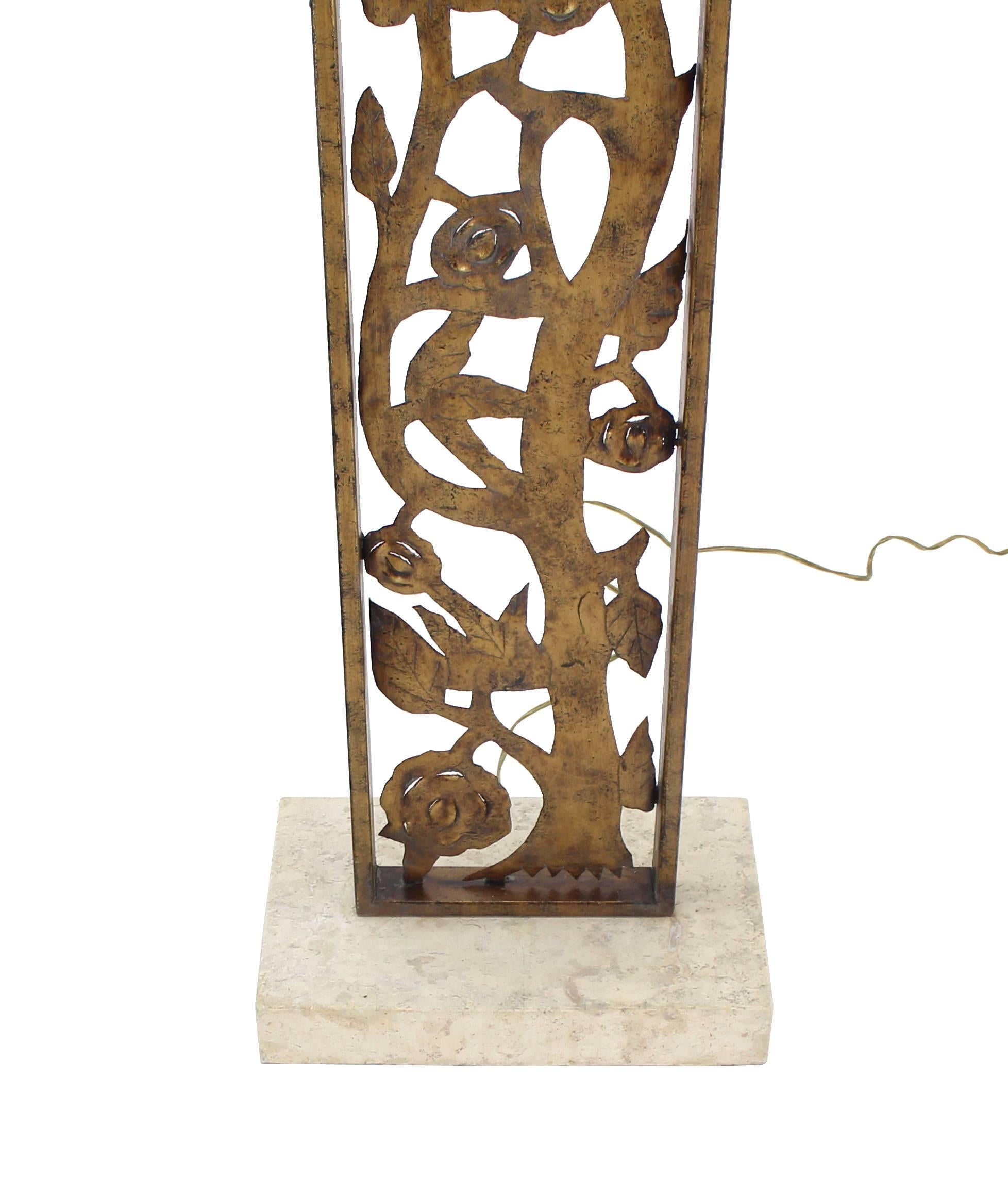 American Marble Base Art Metal Work Floor Lamp